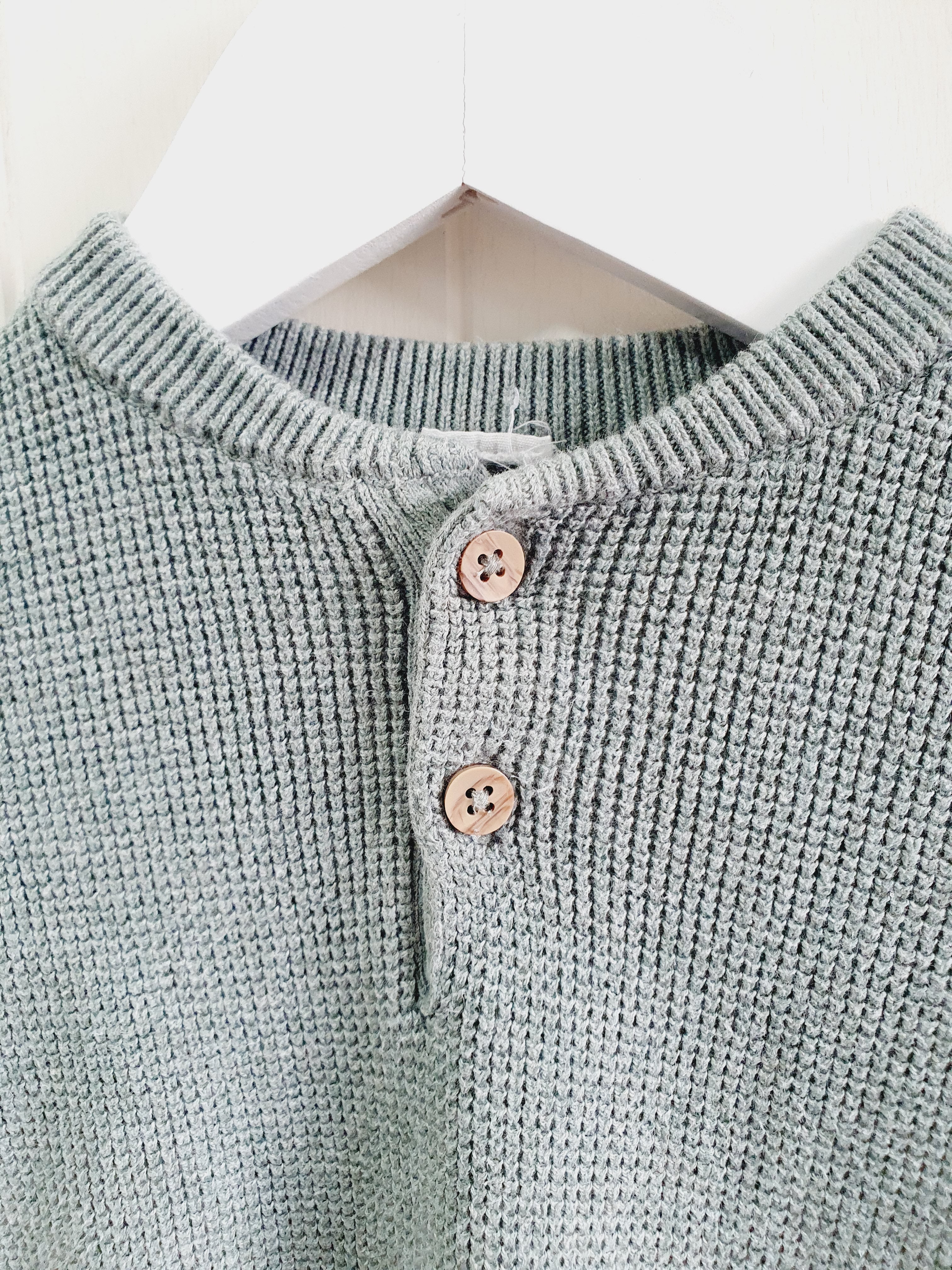 H&M waffle knit green jumper 6-9 months