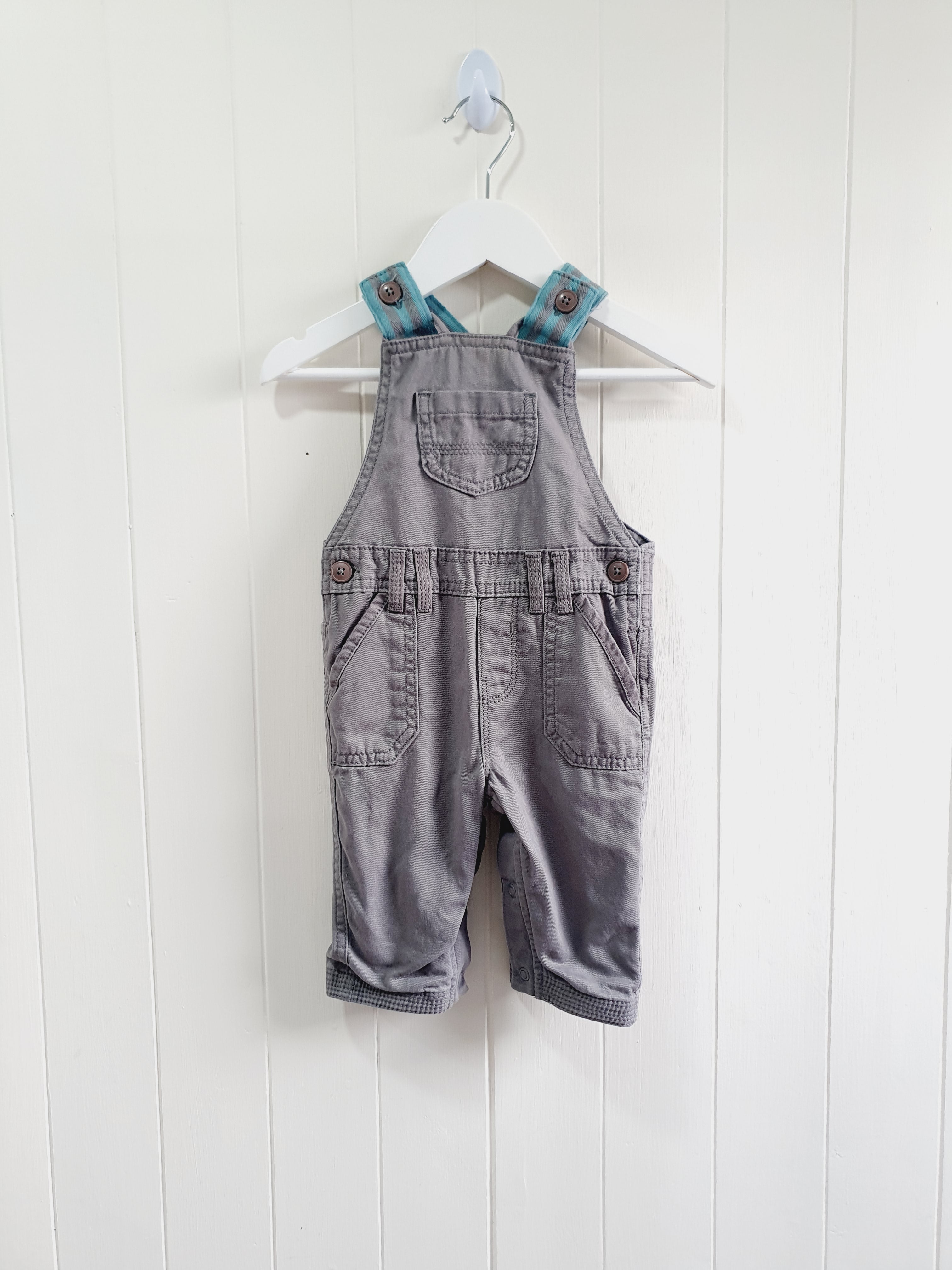 M&S grey lined dungaree 3-9 months