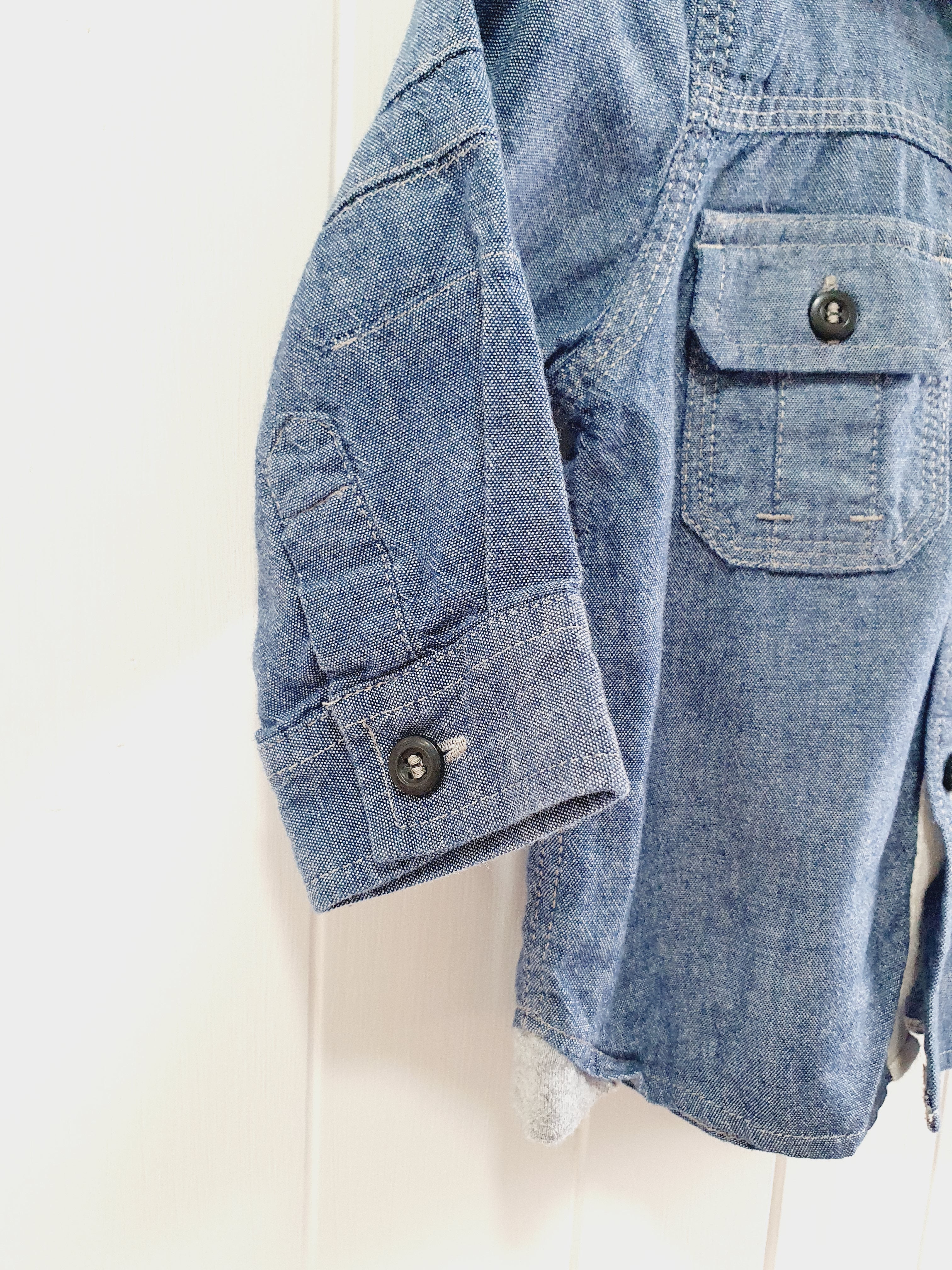 Next blue hooded shirt 6-9 months