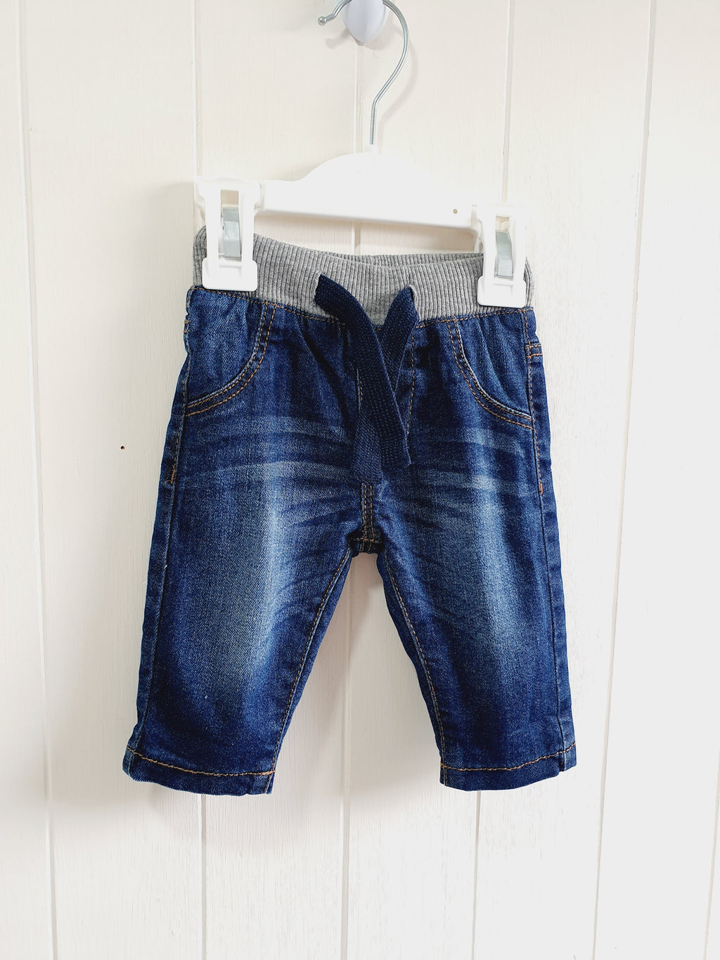 M&S dark blue denim jeans 0-3 months