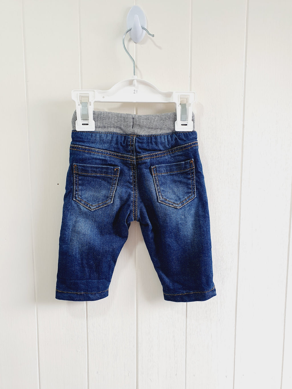 M&S dark blue denim jeans 0-3 months
