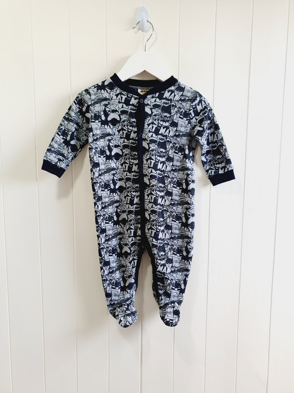 Batman black and white sleepsuit 6-9 months