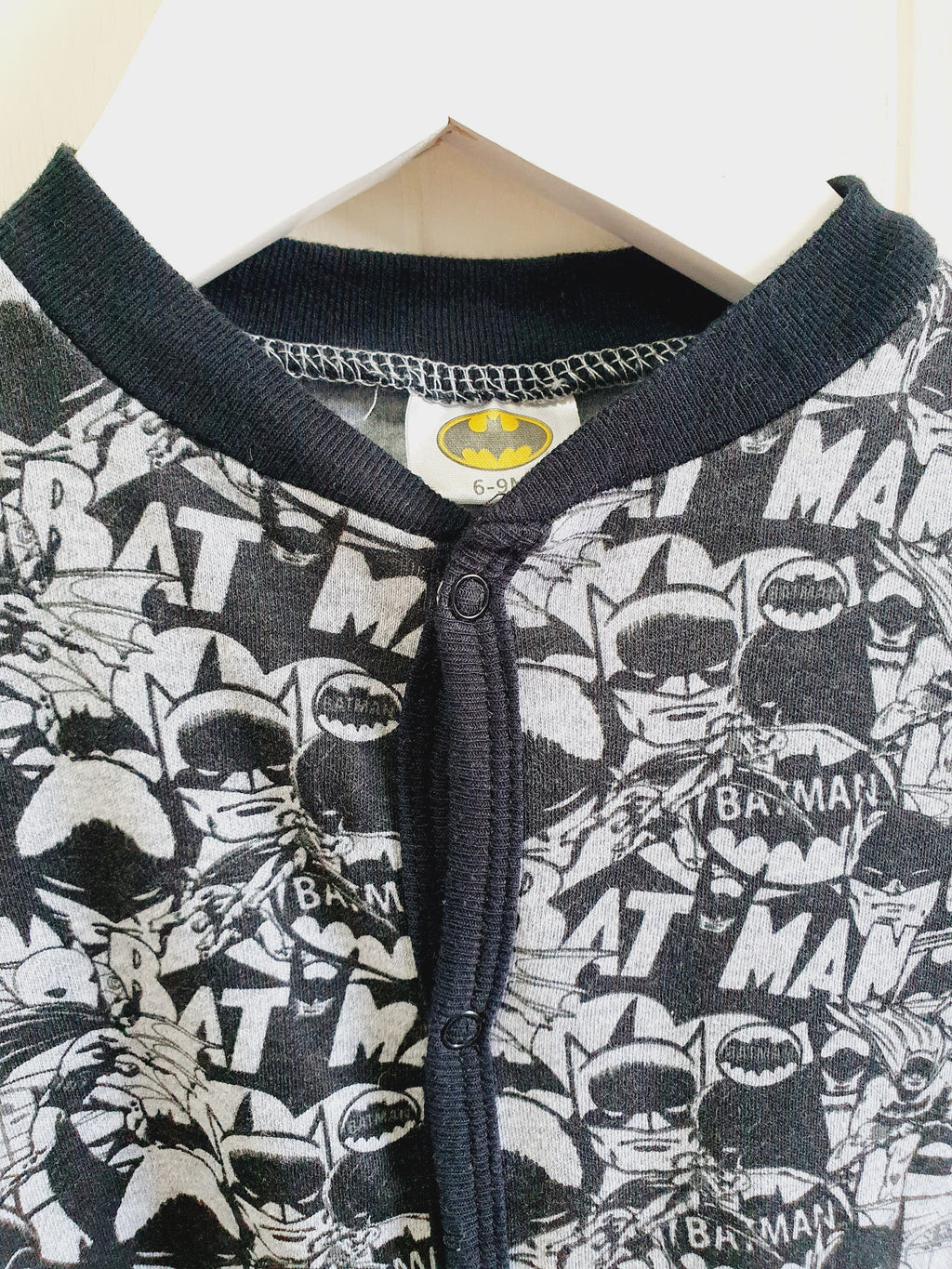 Batman black and white sleepsuit 6-9 months