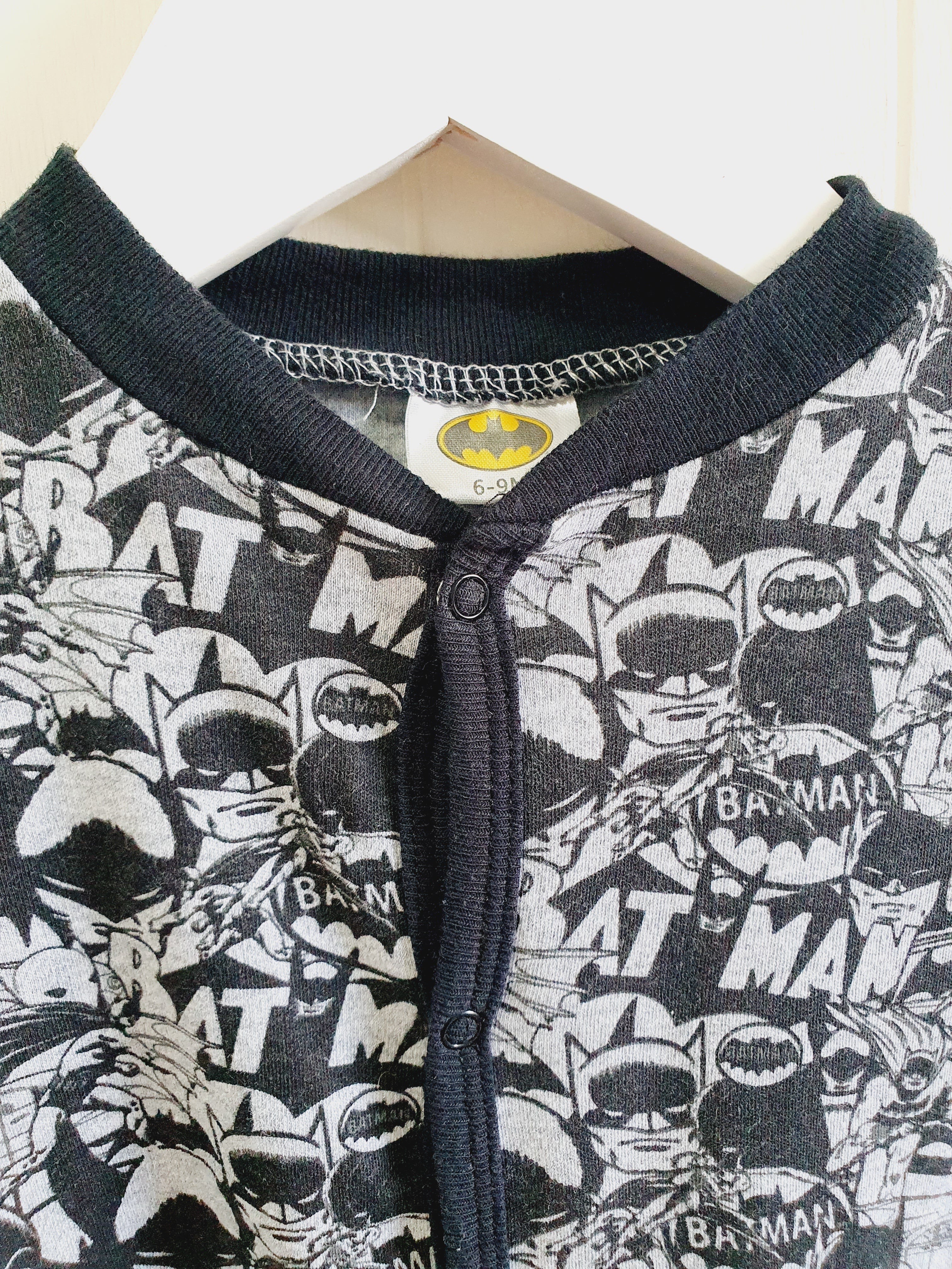Batman black and white sleepsuit 6-9 months