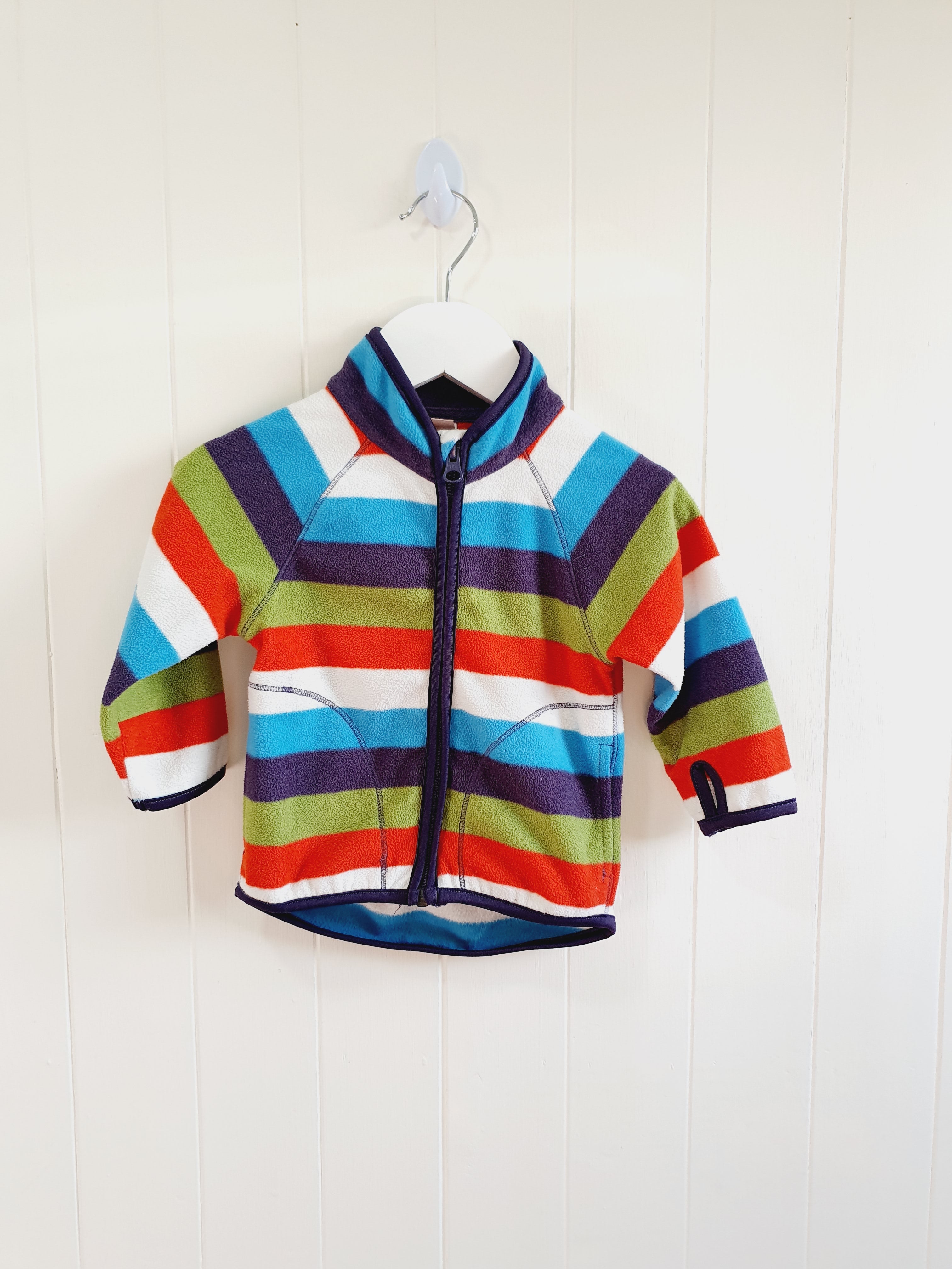 H&M stripy fleece jumper 6-9 months