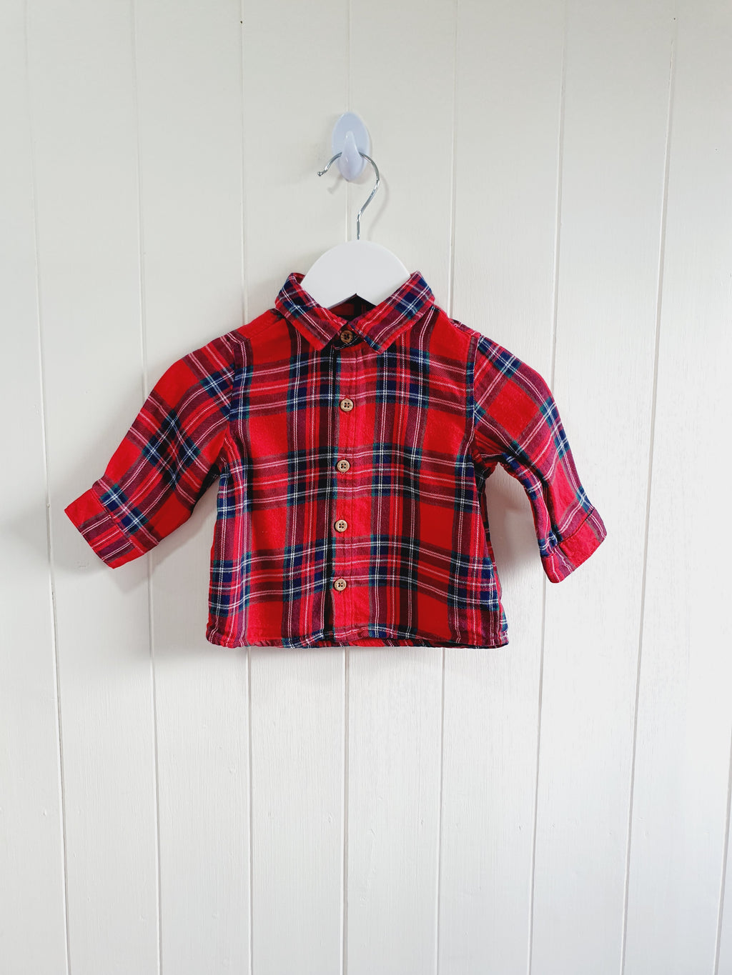 George - checkered shirt 0-3 months