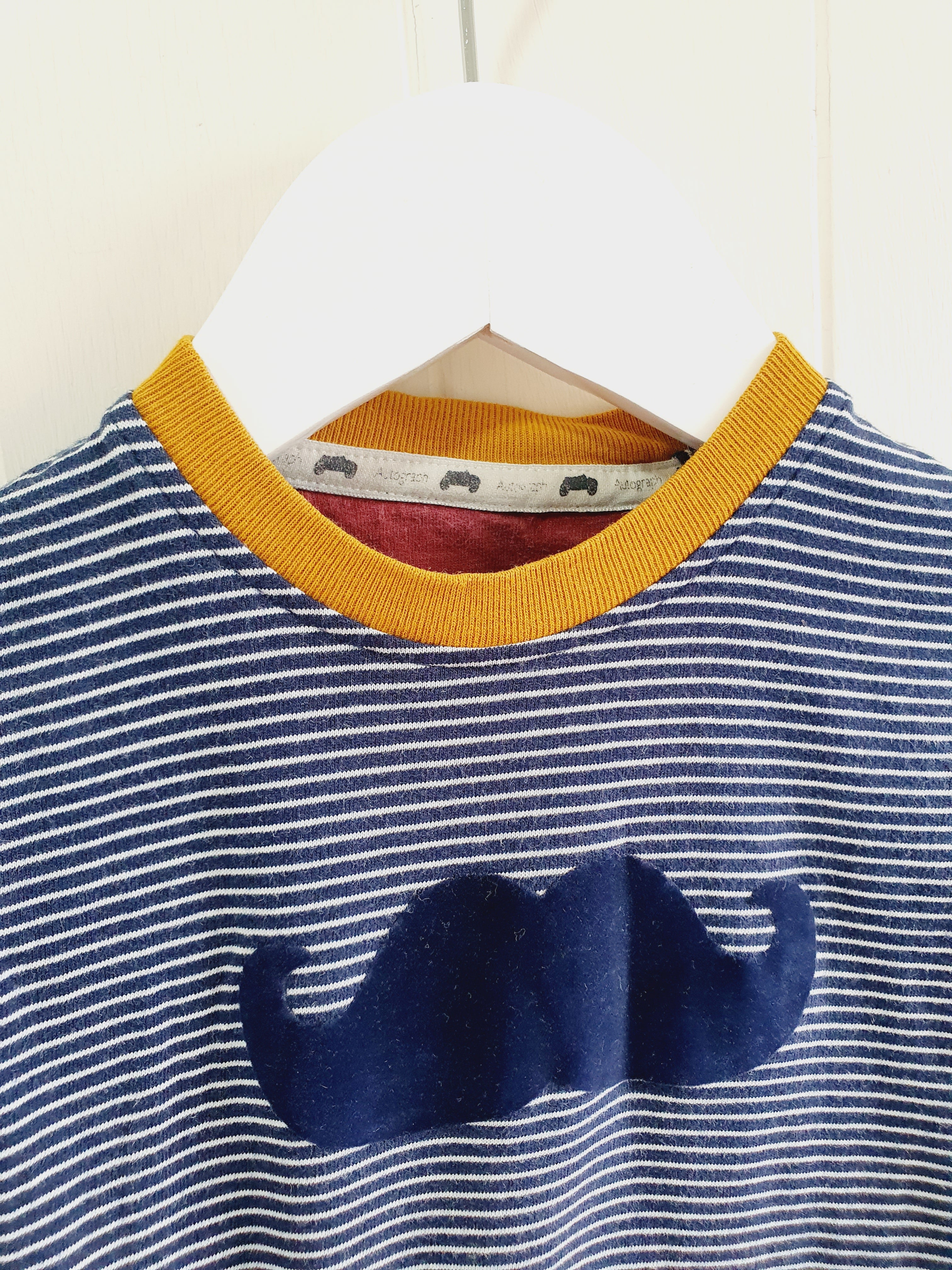 M&S - moustache applique long sleeve top 6-9 months