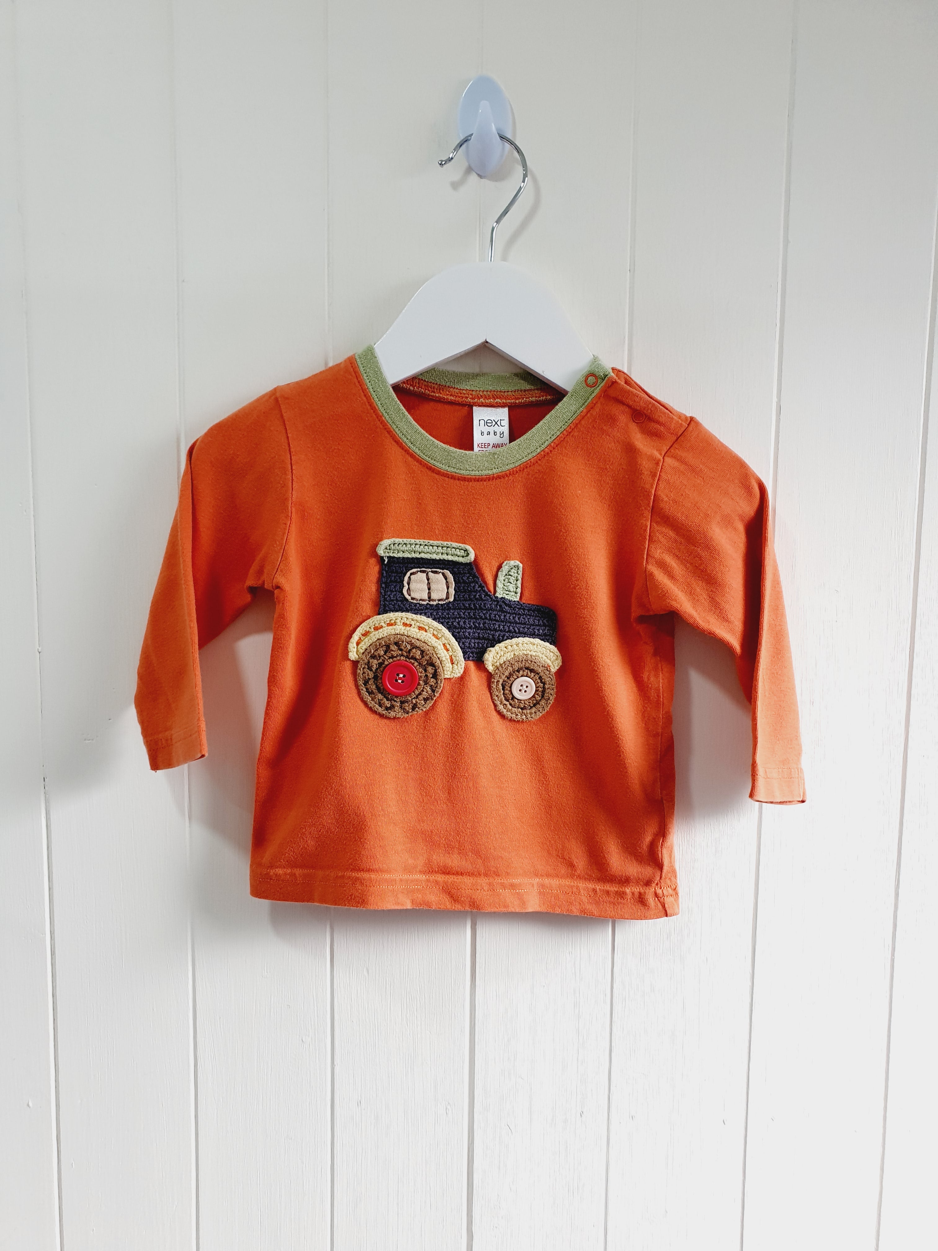Next - tractor applique long sleeve top 6-9 months