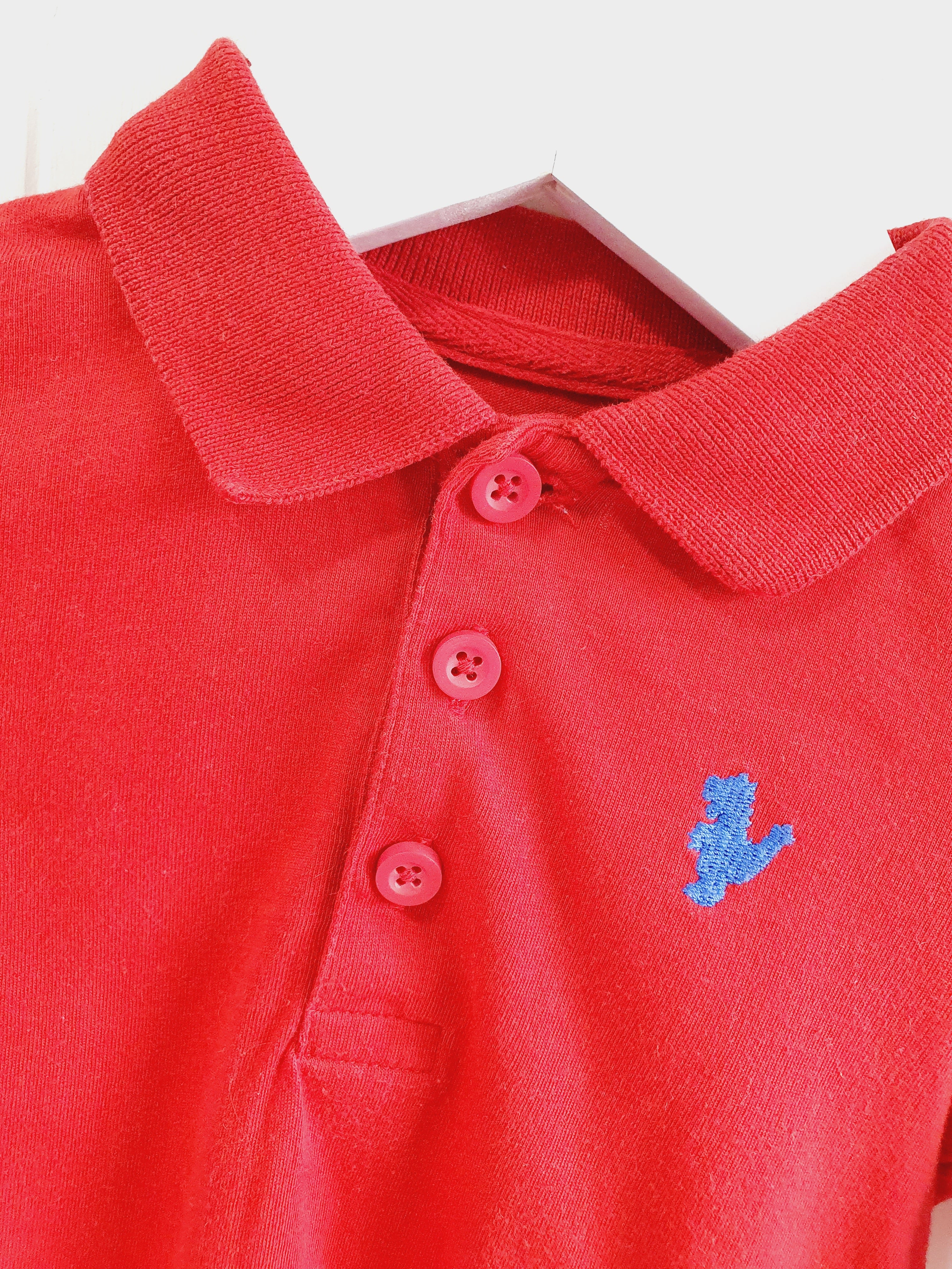Next - red polo style long sleeve top 6-9 months