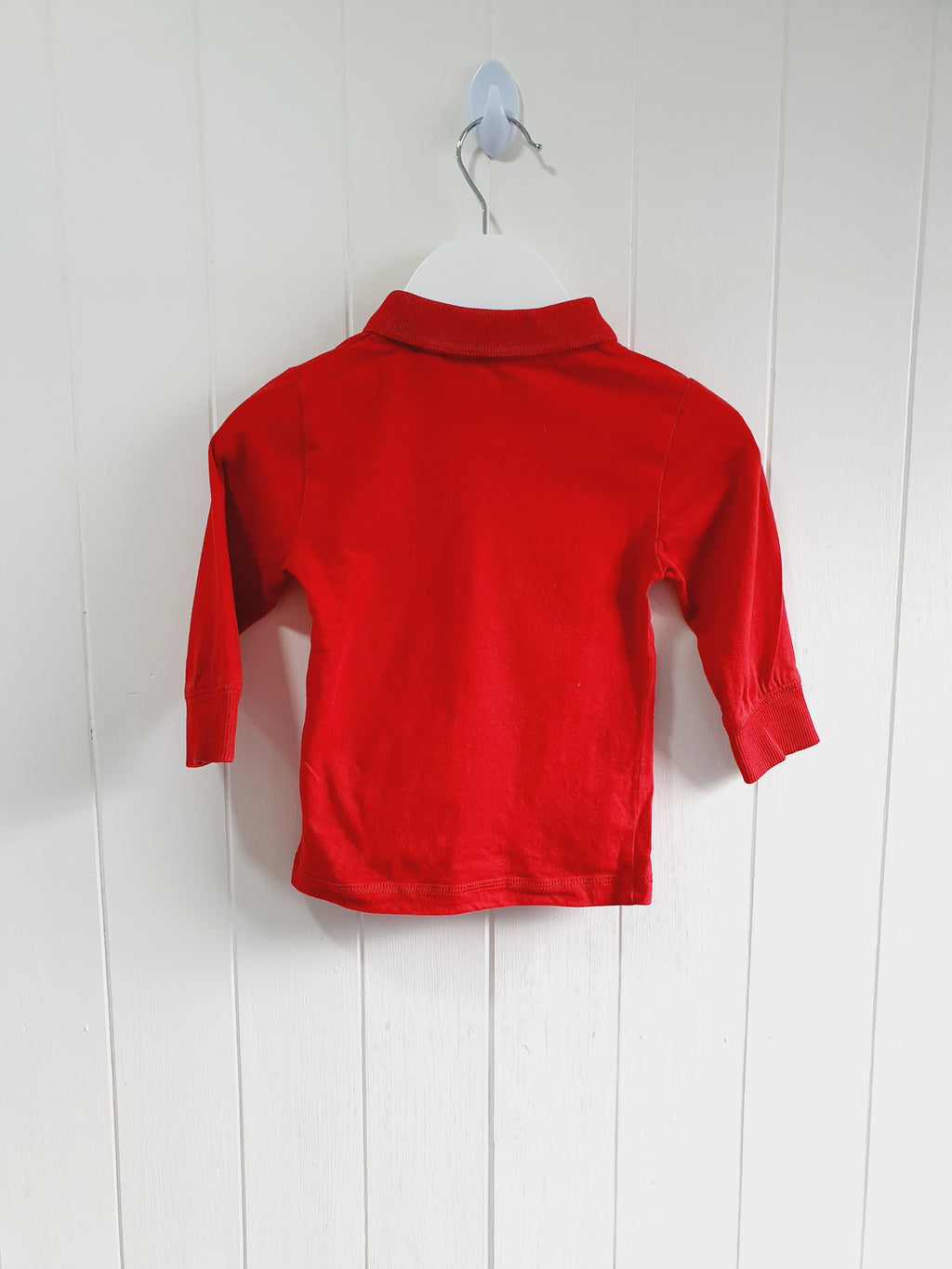 Next - red polo style long sleeve top 6-9 months
