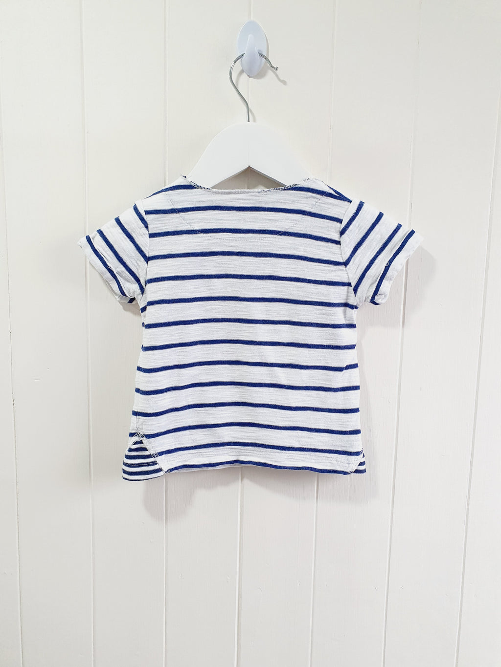 Next - blue and white stripy T-shirt 6-9 months
