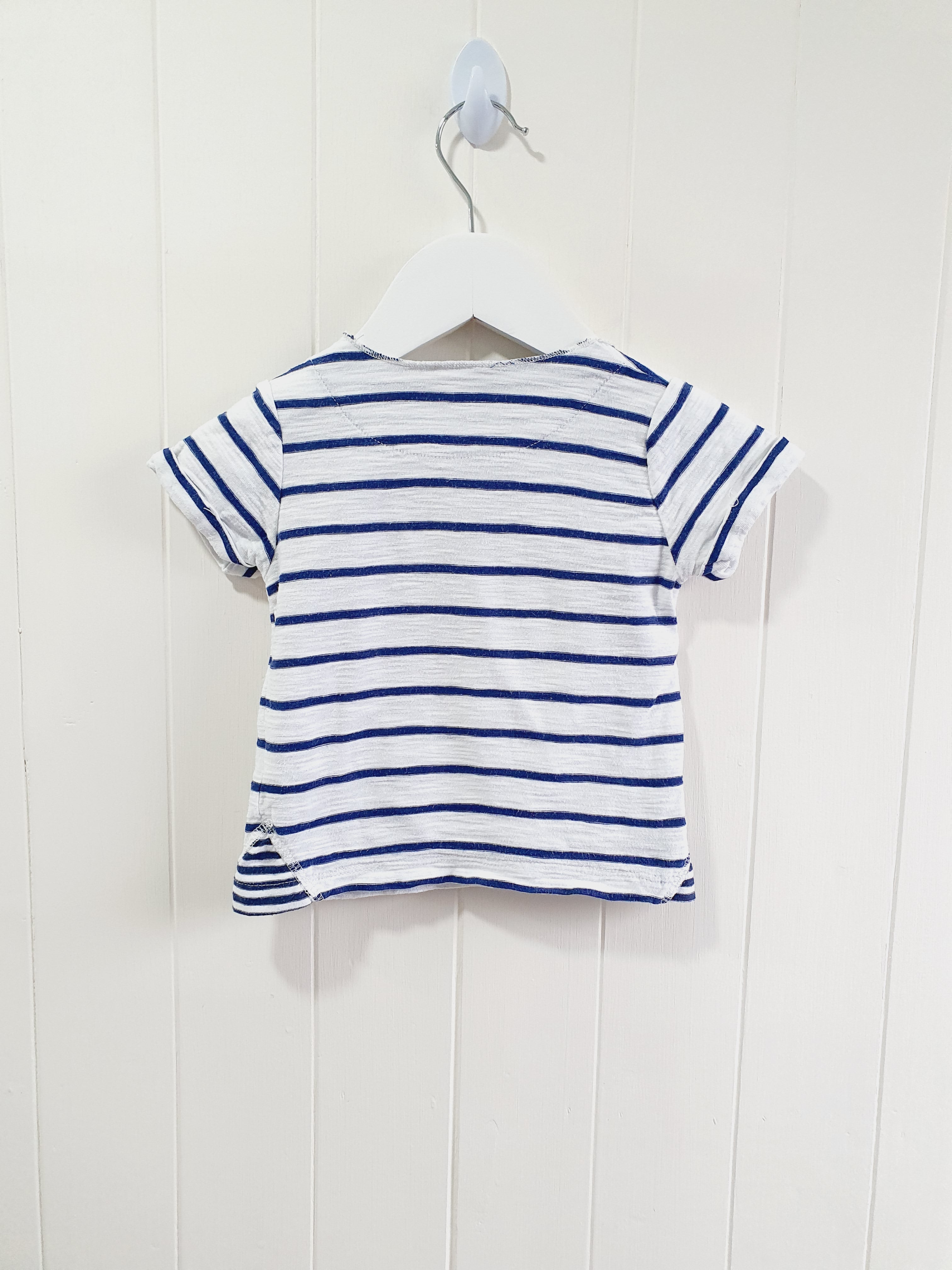 Next - blue and white stripy T-shirt 6-9 months