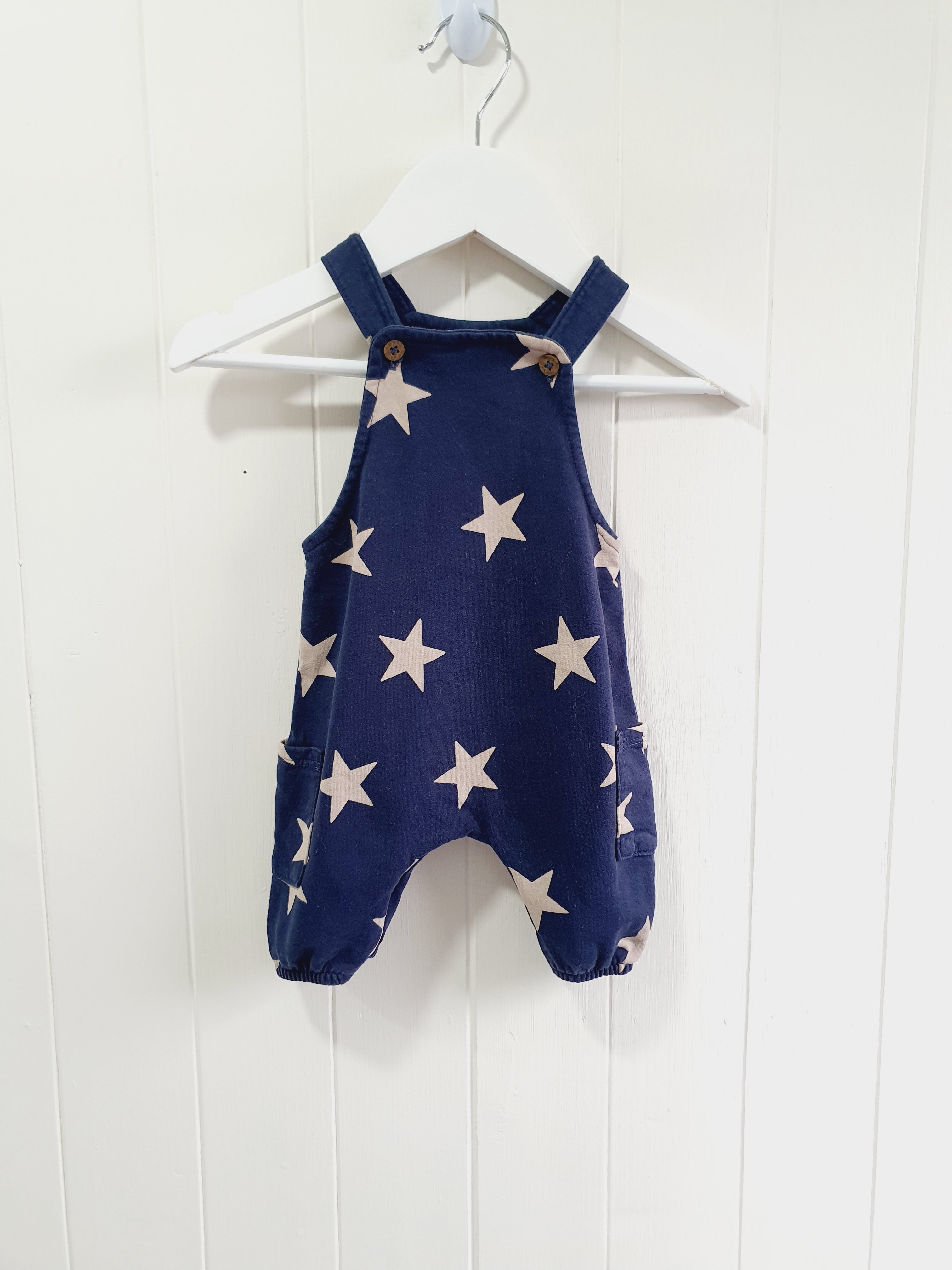 Next navy - star print dungaree up to 1 month