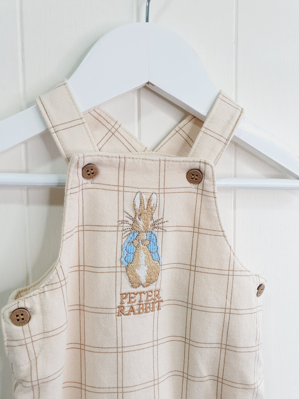 Peter rabbit checkered dungaree 0-3 months