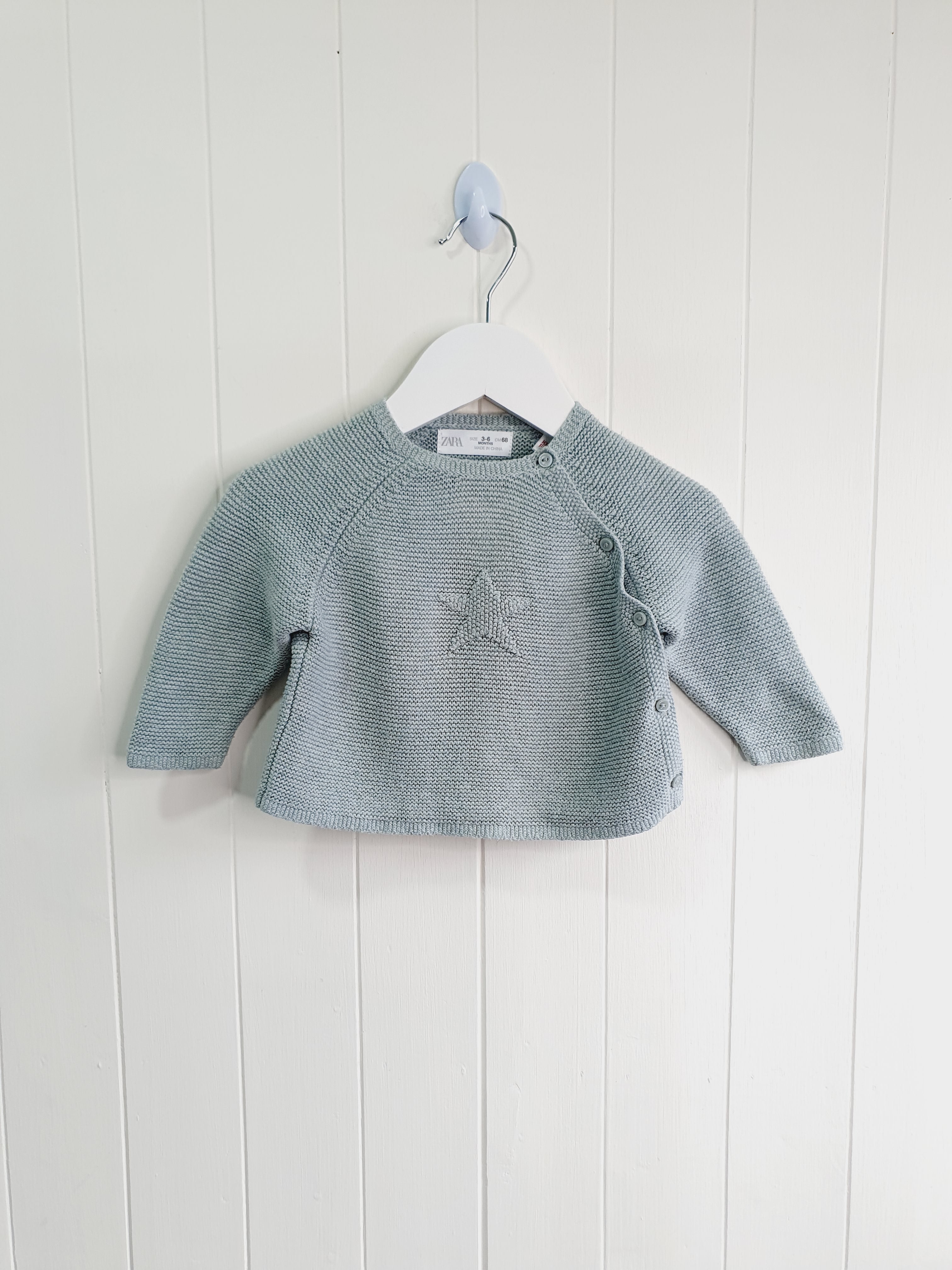 Zara green star wrap knit cardigan 3-6 months