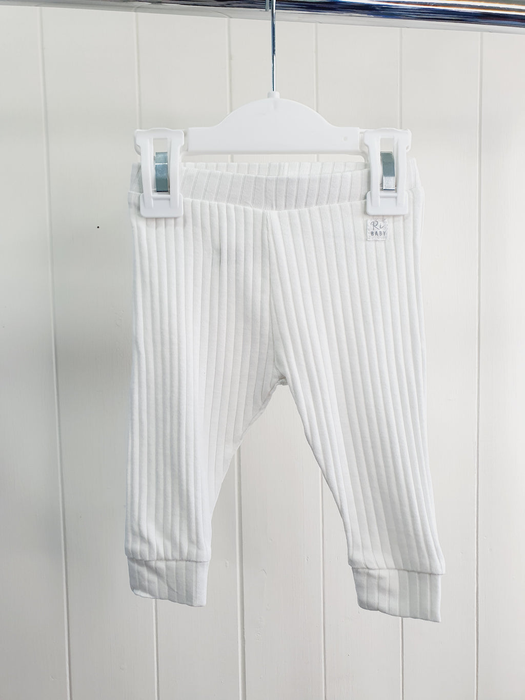 River Island ribbed light blue and white leggings 0-3 months