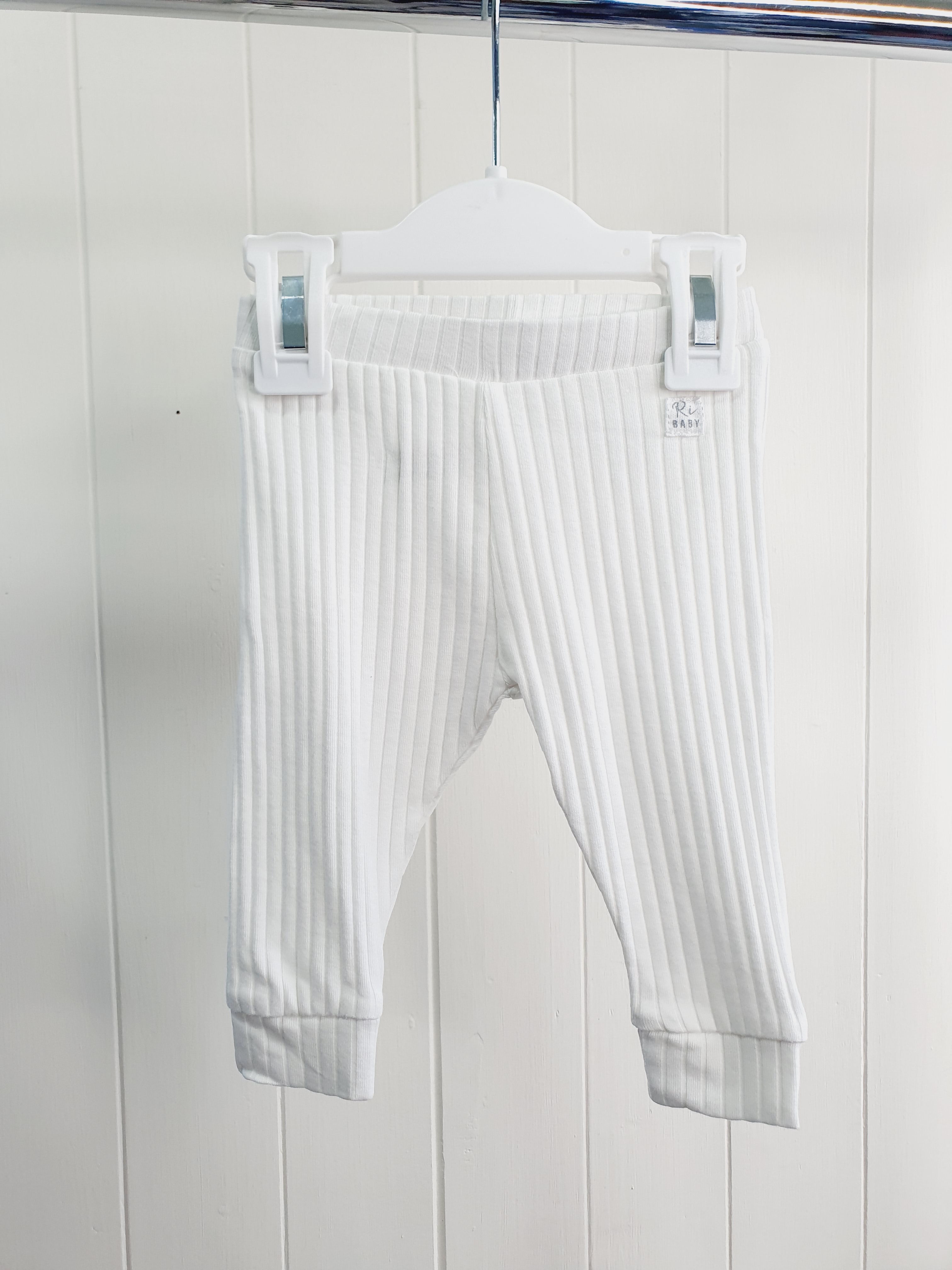 River Island ribbed light blue and white leggings 0-3 months