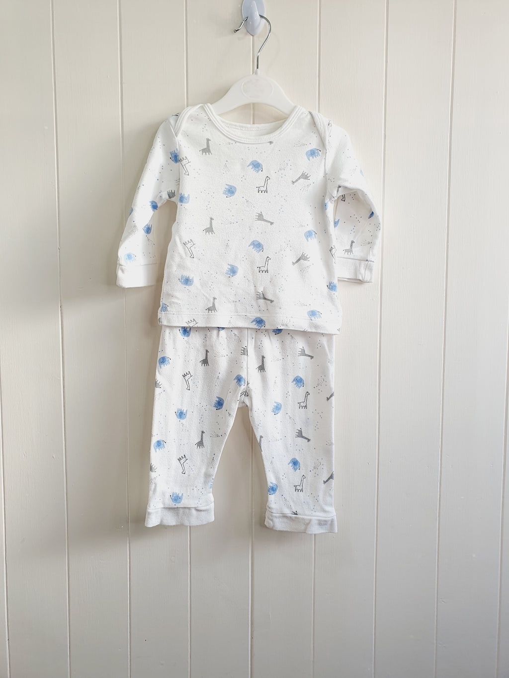 Mothercare 2 piece pyjamas giraffe and elephant print