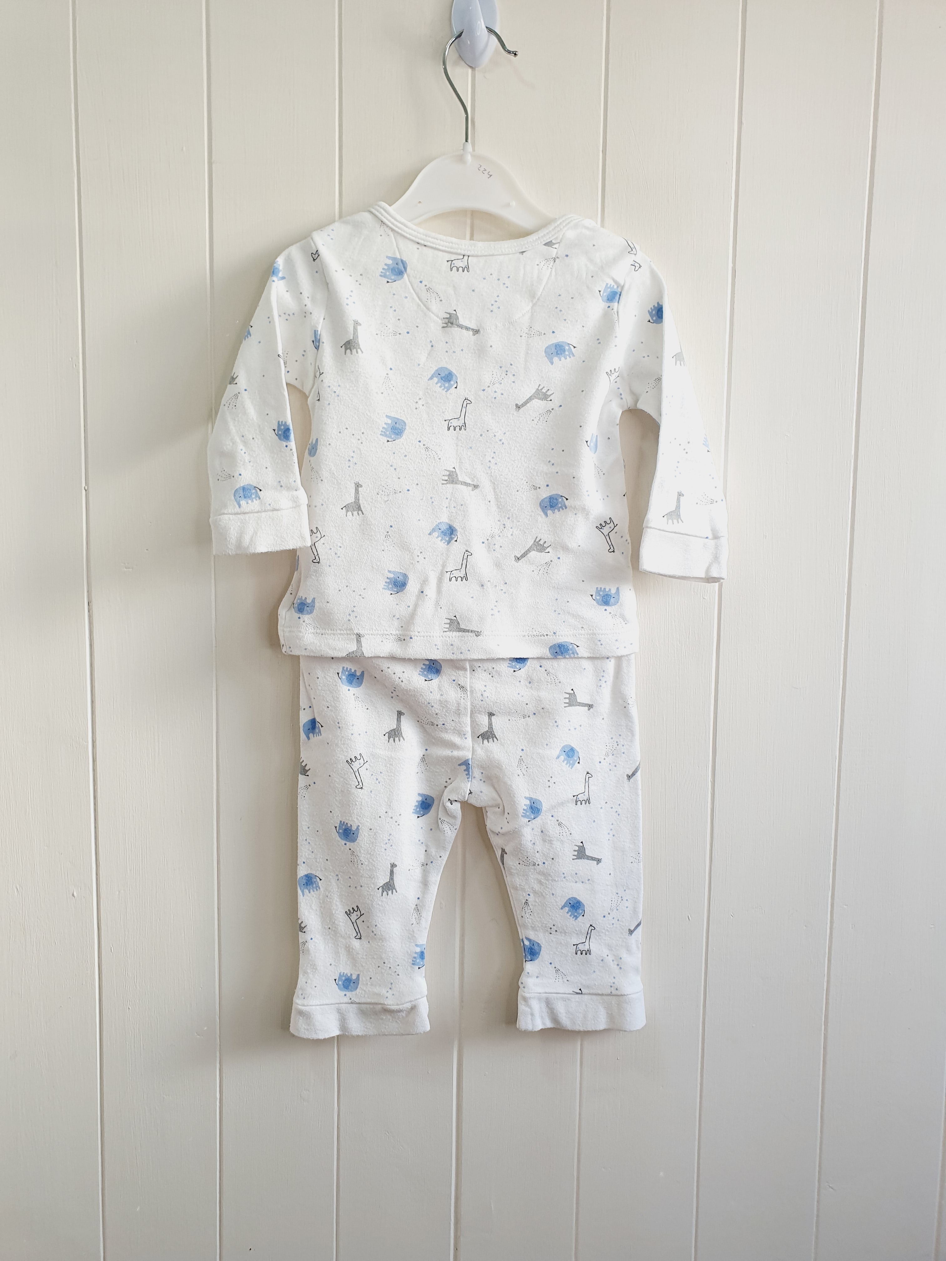 Mothercare 2 piece pyjamas giraffe and elephant print