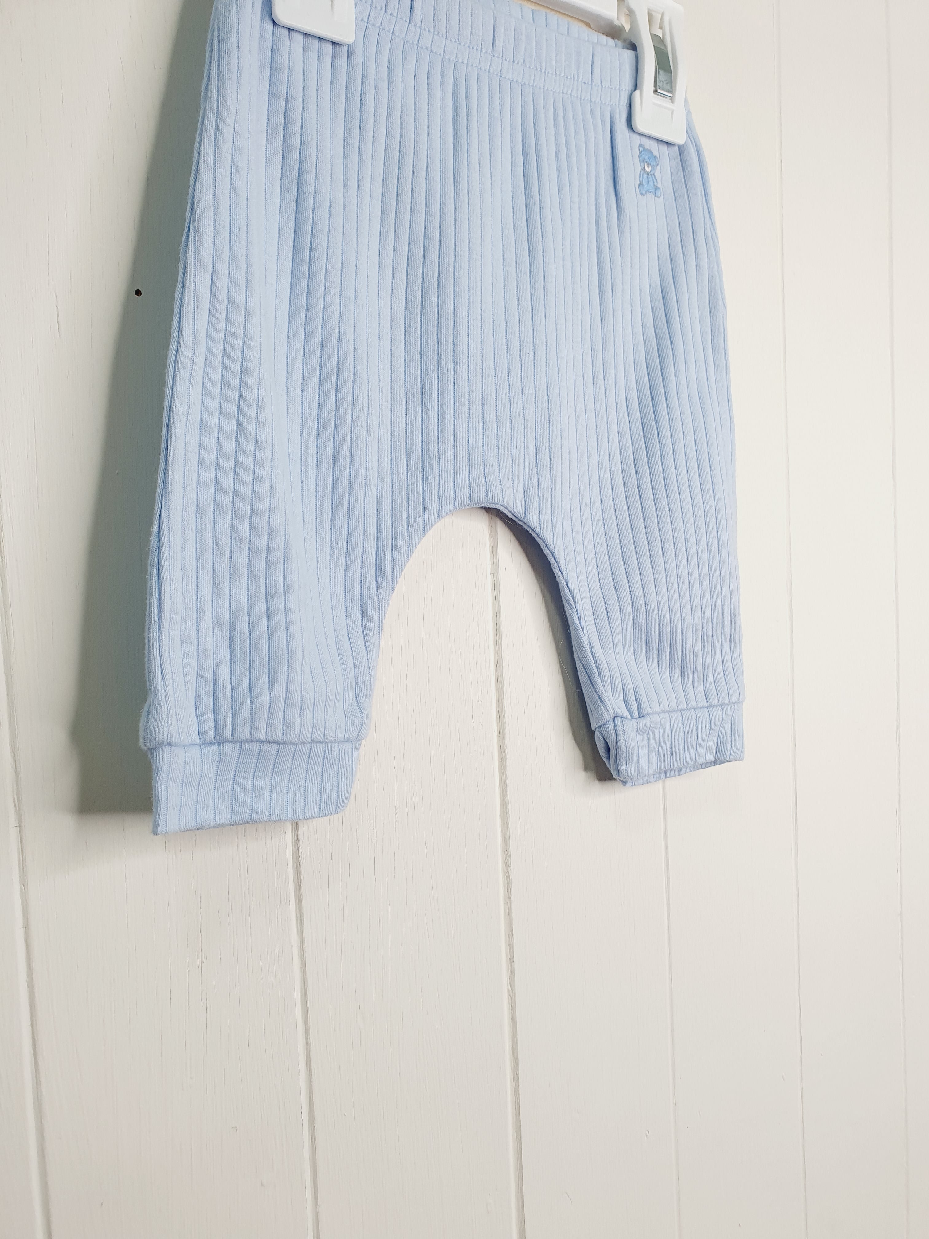 Little Nutmeg light blue ribbed leggings 0-3 months