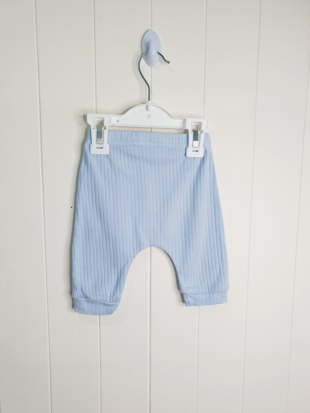 Little Nutmeg light blue ribbed leggings 0-3 months