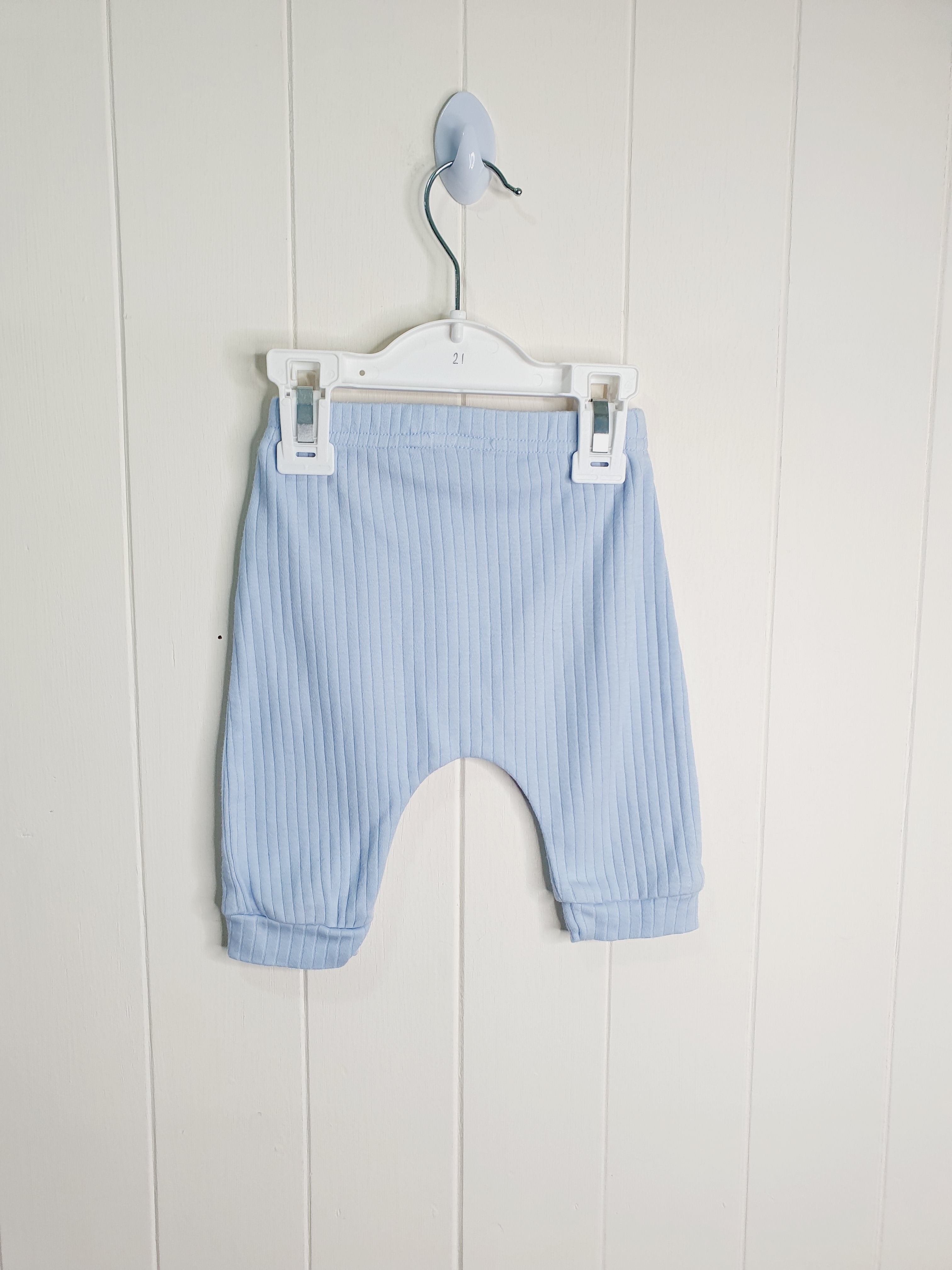 Little Nutmeg light blue ribbed leggings 0-3 months