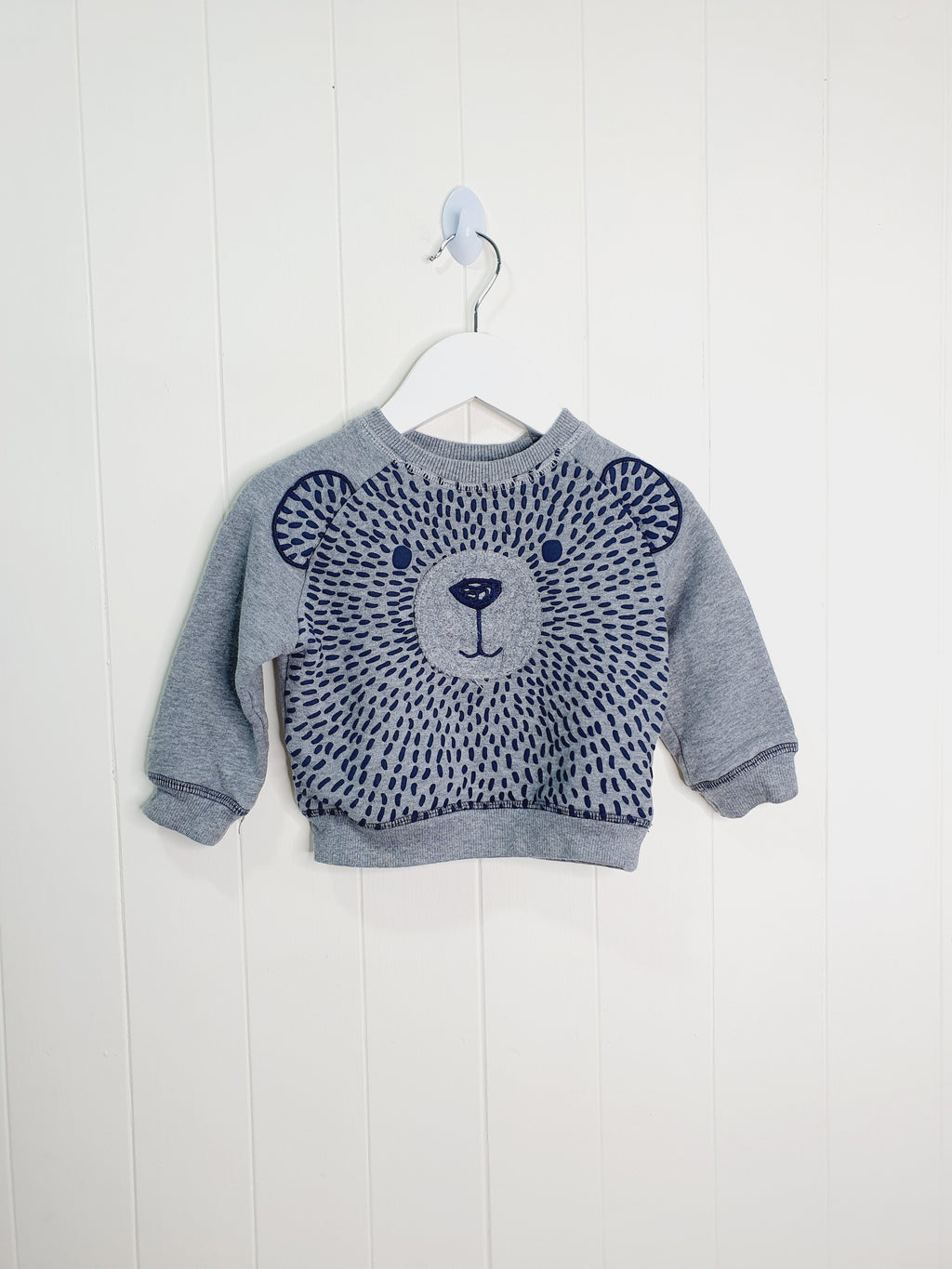 Mothercare baby sweatshirt with bear applique 9-12 months