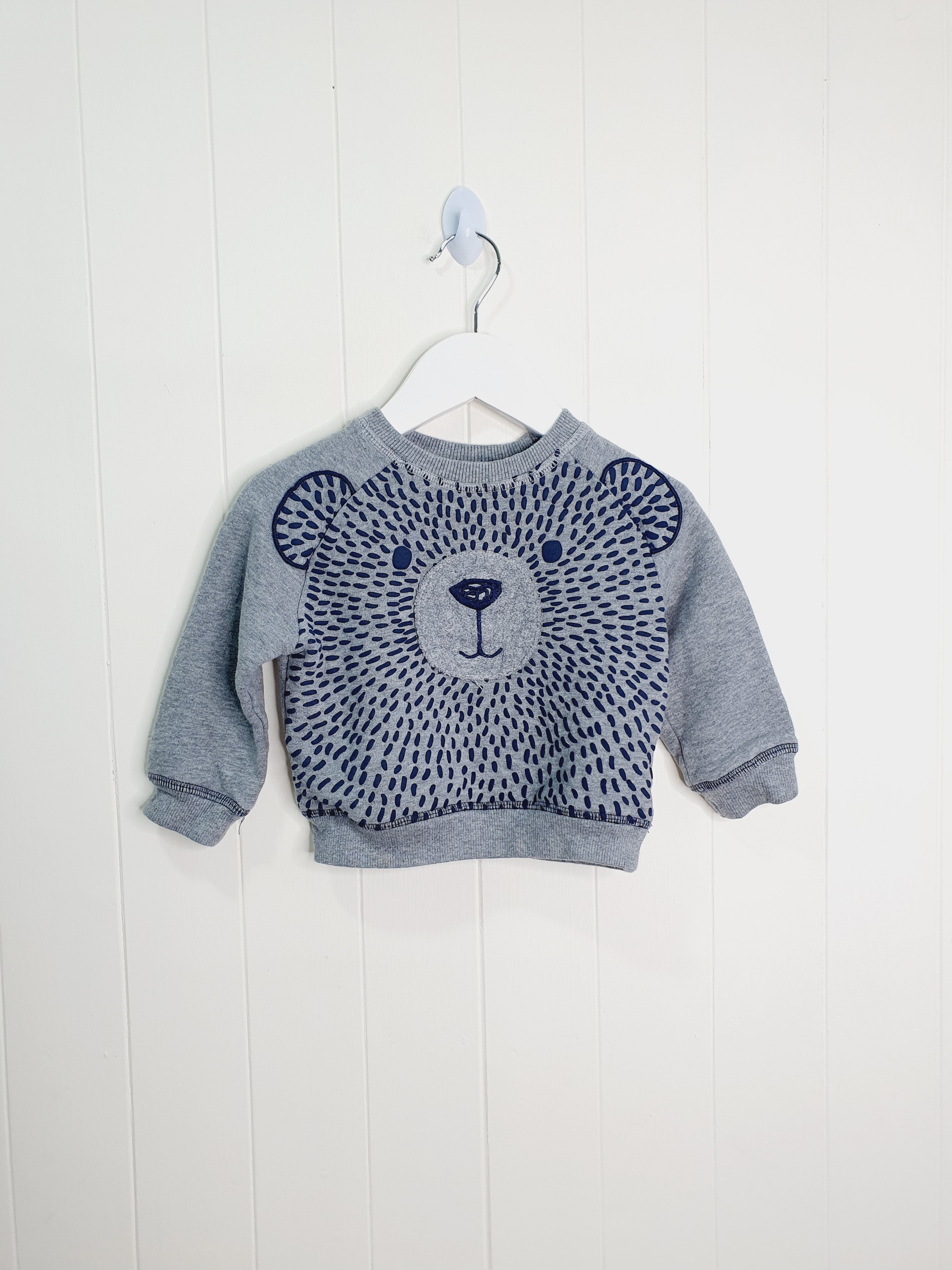 Mothercare baby sweatshirt with bear applique 9-12 months