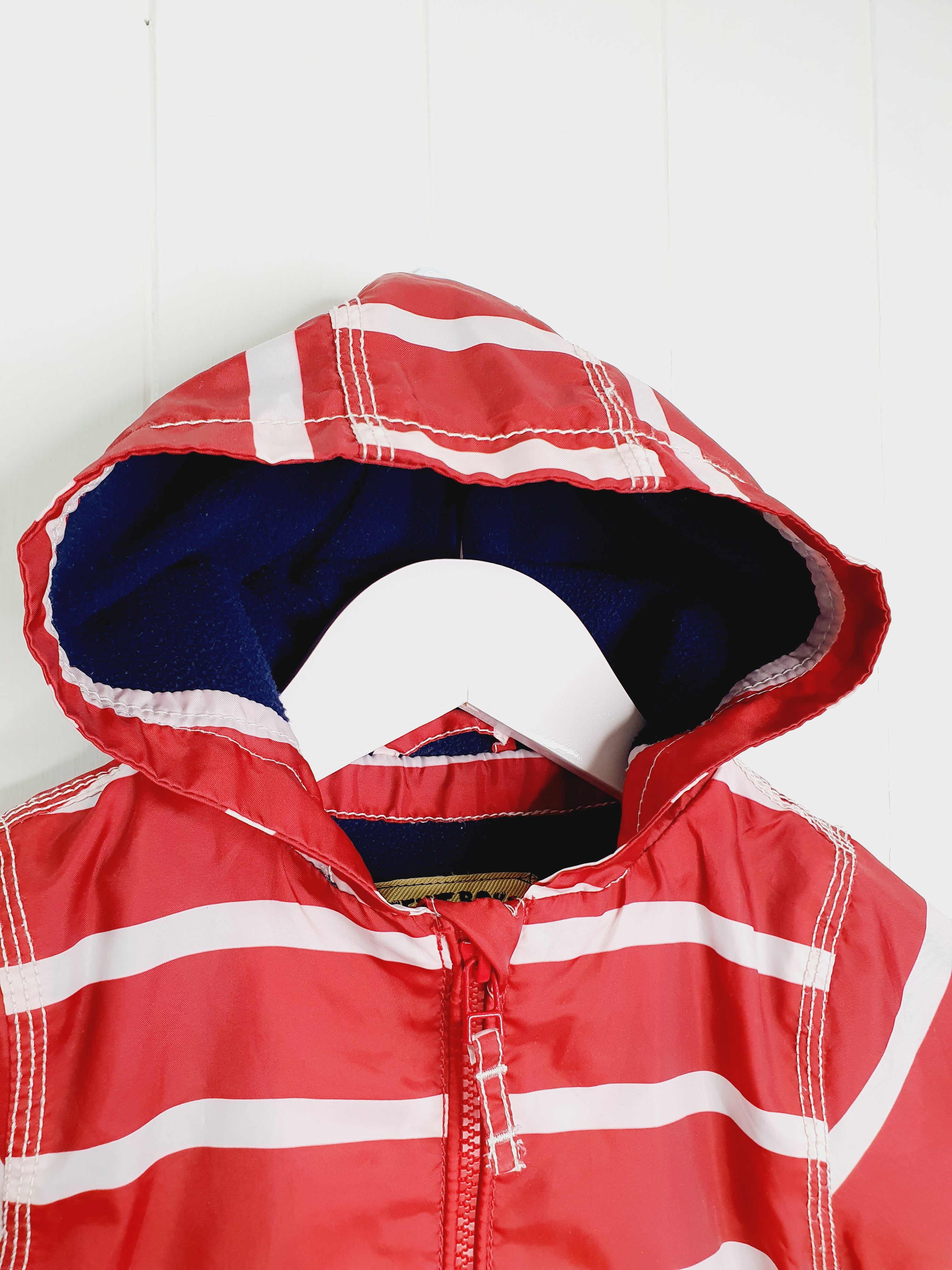 Next red and white stripy shower resistant wind proof jacket 6-9 months