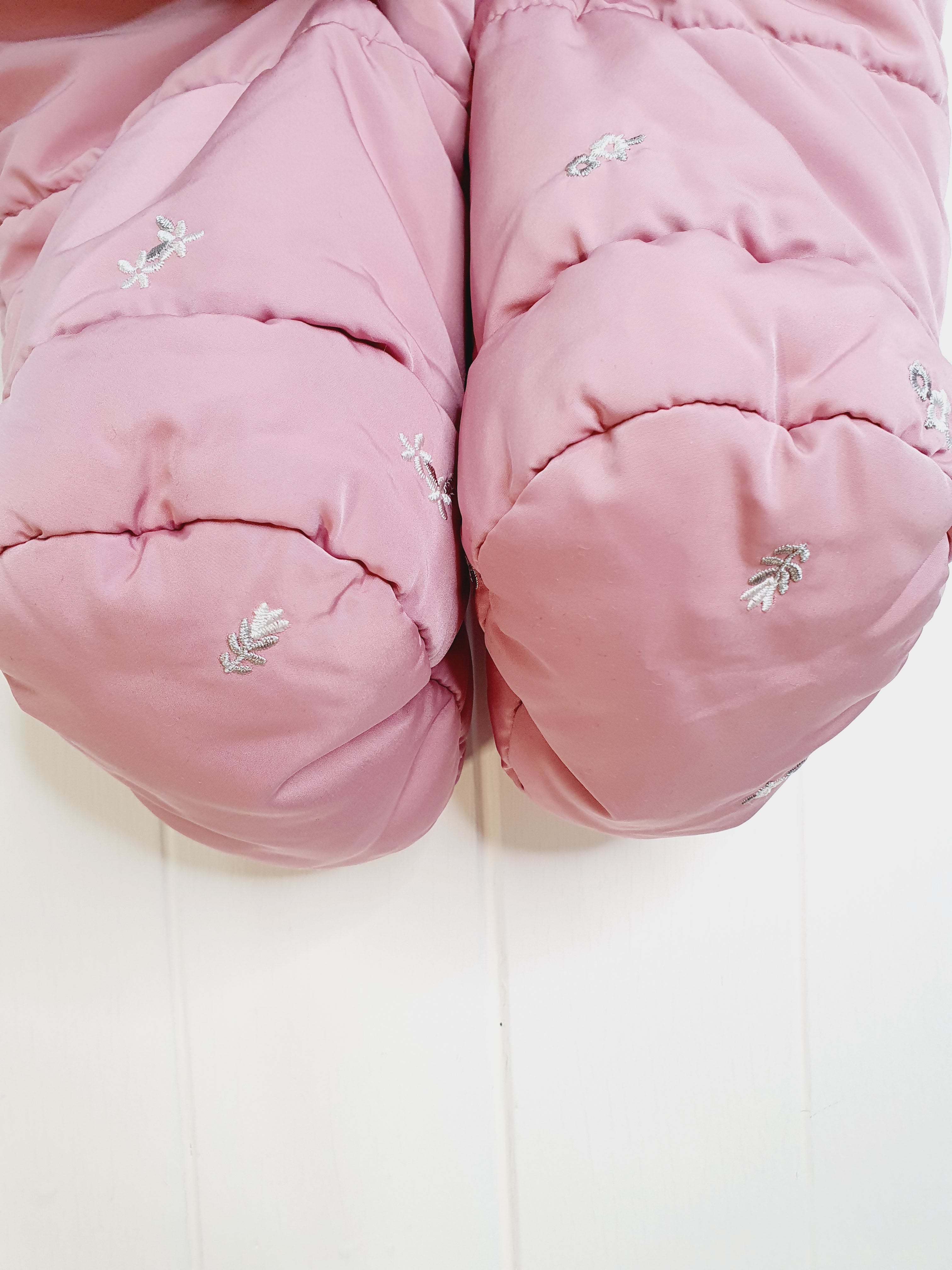 George Pink Embroidered Faux Fur Trim Padded Snowsuit 6-9 months