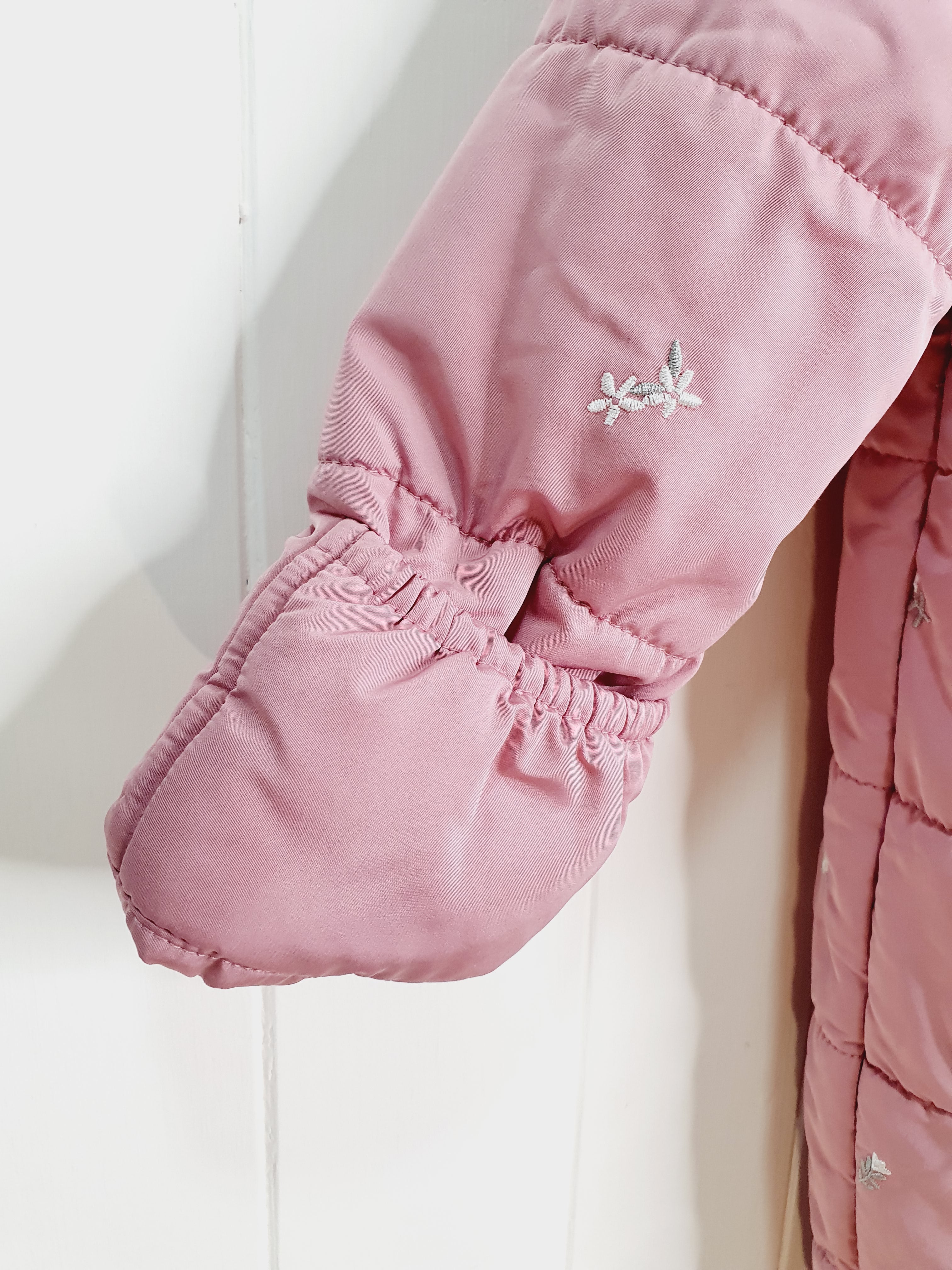 George Pink Embroidered Faux Fur Trim Padded Snowsuit 6-9 months