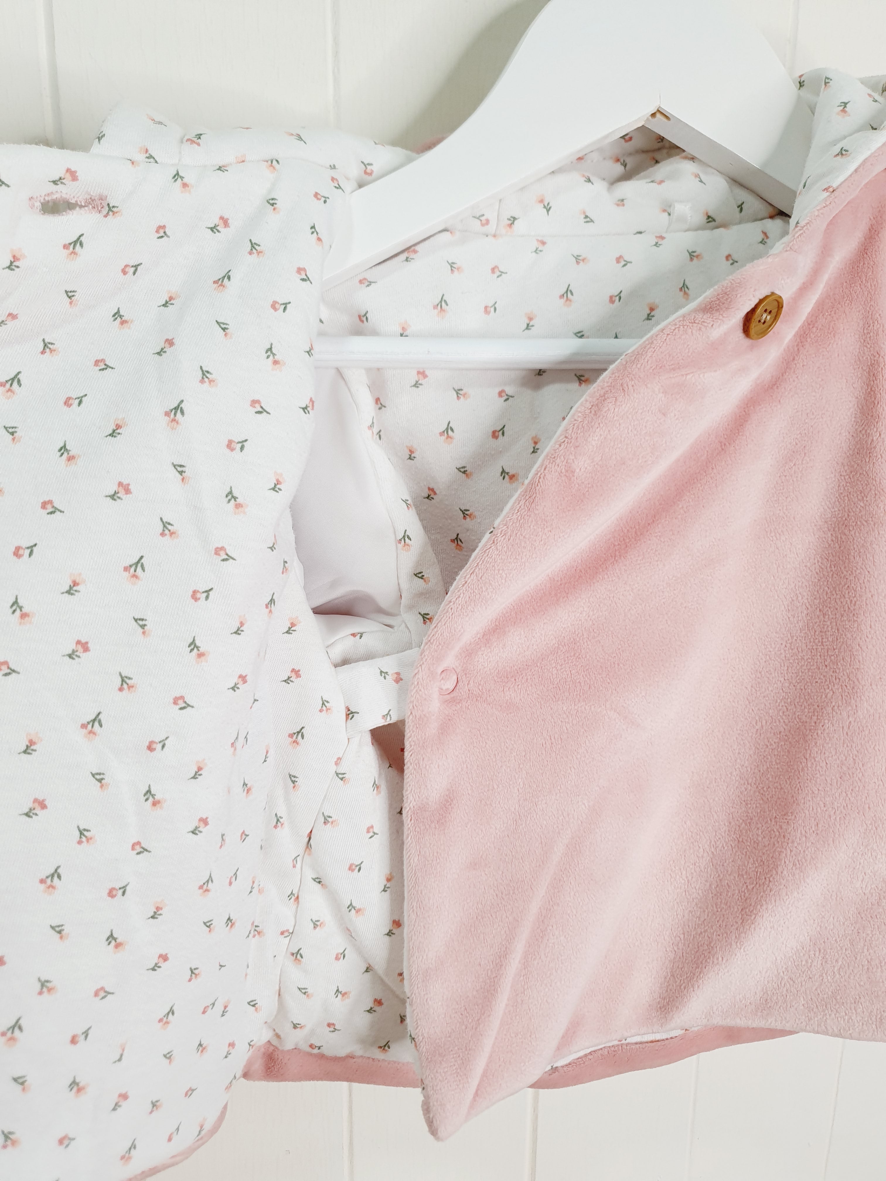 TU pink hooded velour buttoned jacket 6-9 months