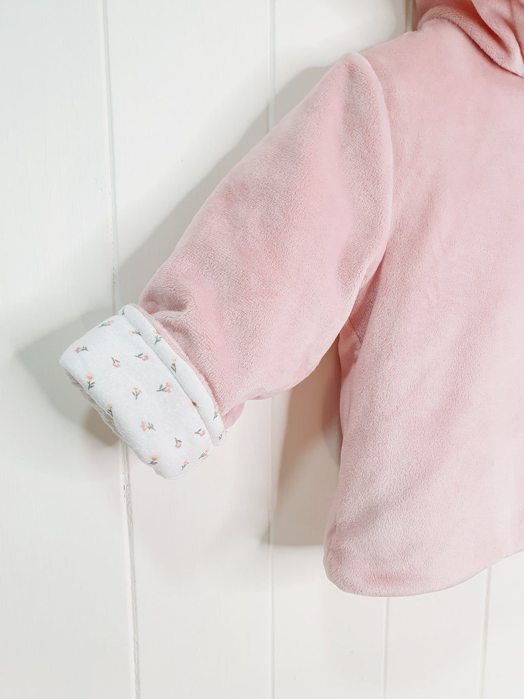 TU pink hooded velour buttoned jacket 6-9 months