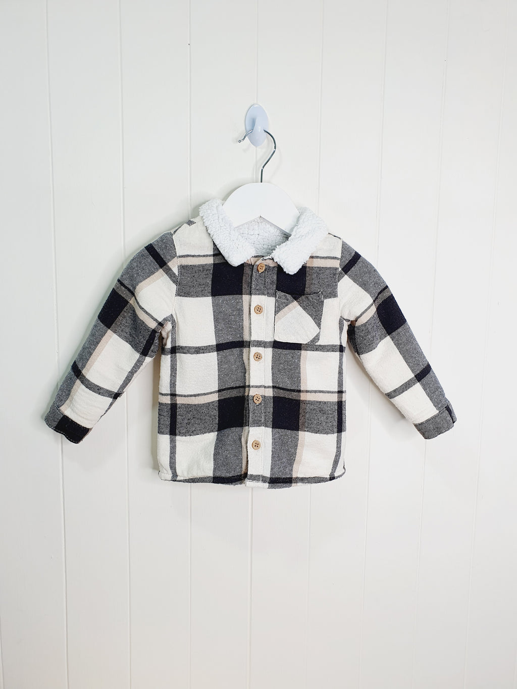 TU plaid sherpa lined shacket 9-12 months