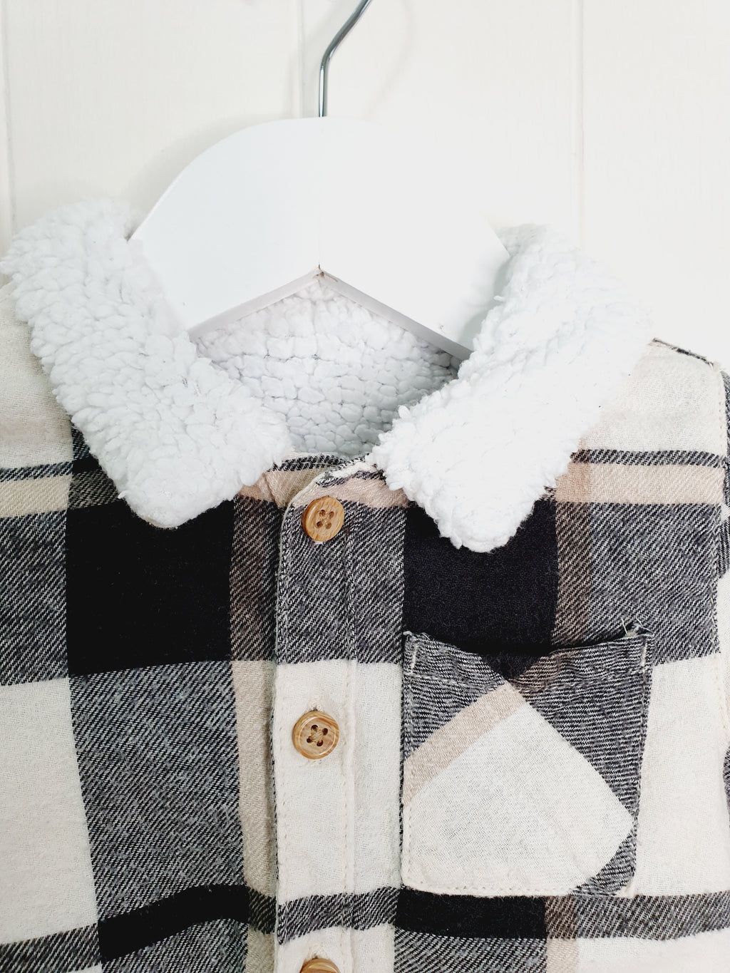 TU plaid sherpa lined shacket 9-12 months