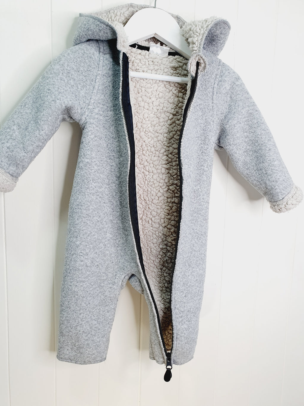 So Cute grey hooded zip up pramsuit 6-9 months