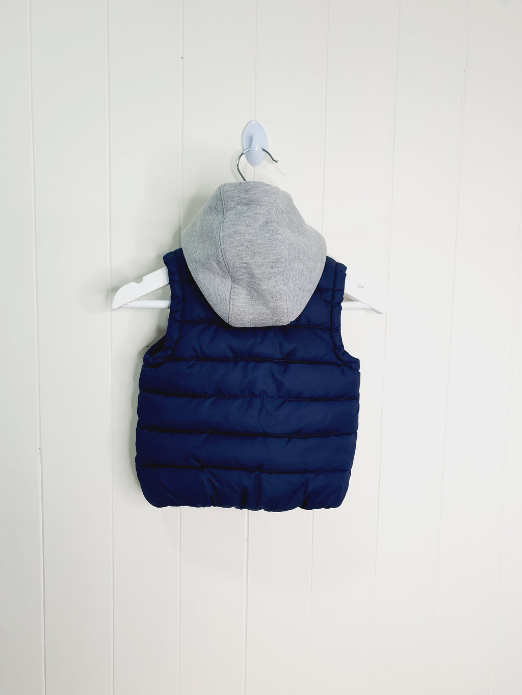 F&F navy hooded body warmer/gilet up to 3 months