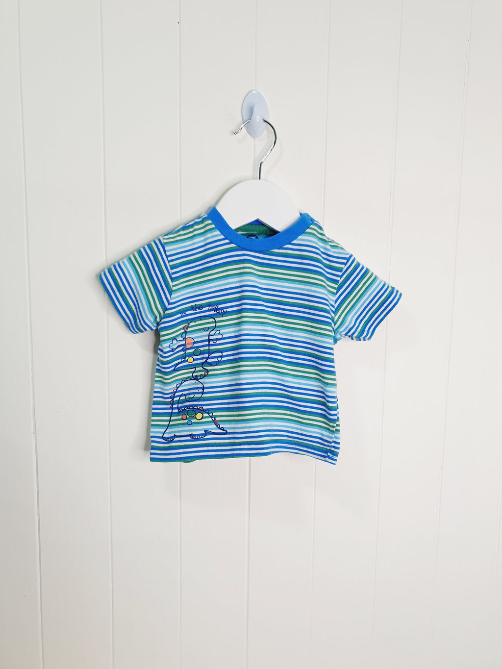TU multicolour stripy dinosaur T-shirt 6-9 months