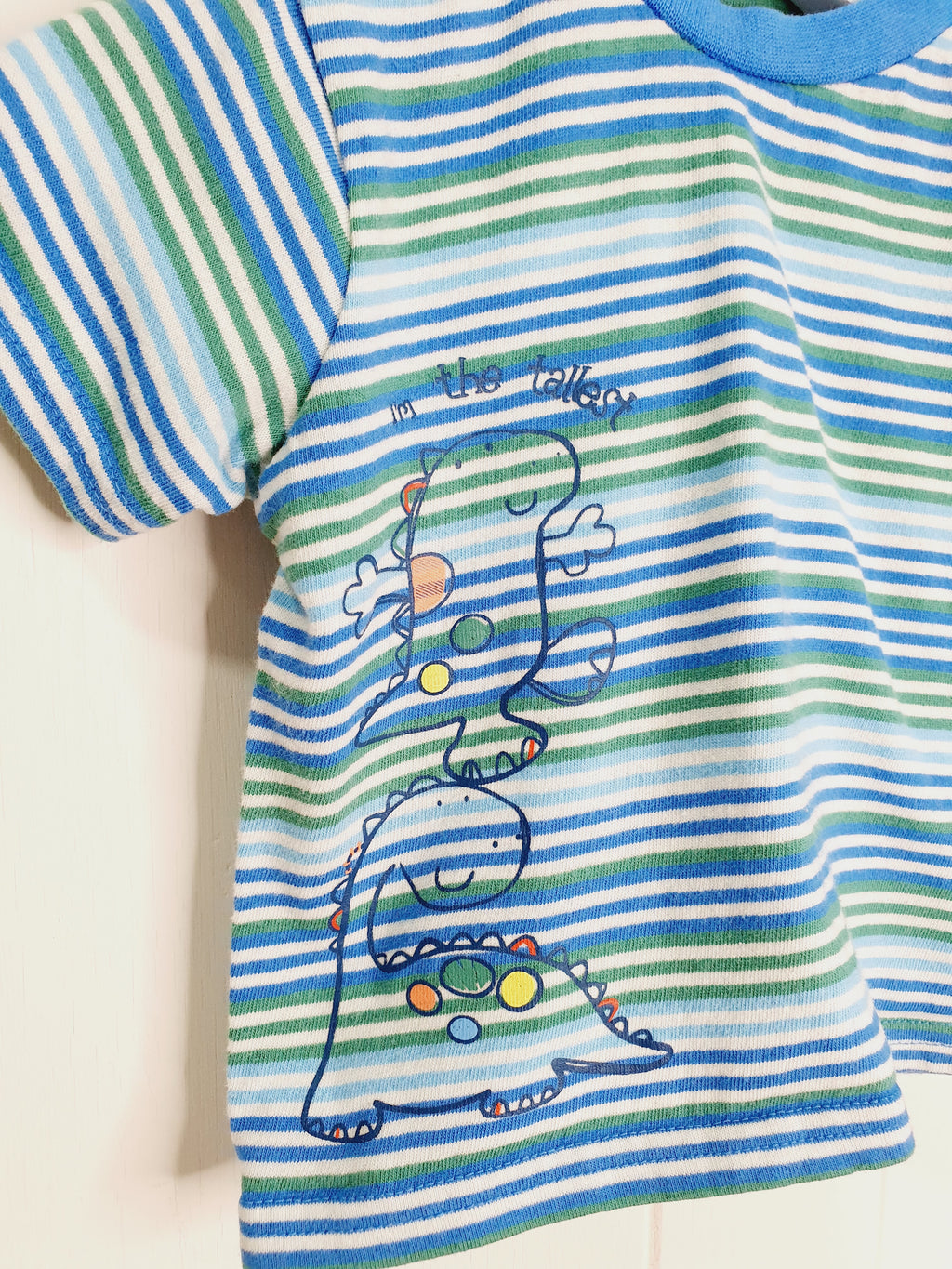 TU multicolour stripy dinosaur T-shirt 6-9 months