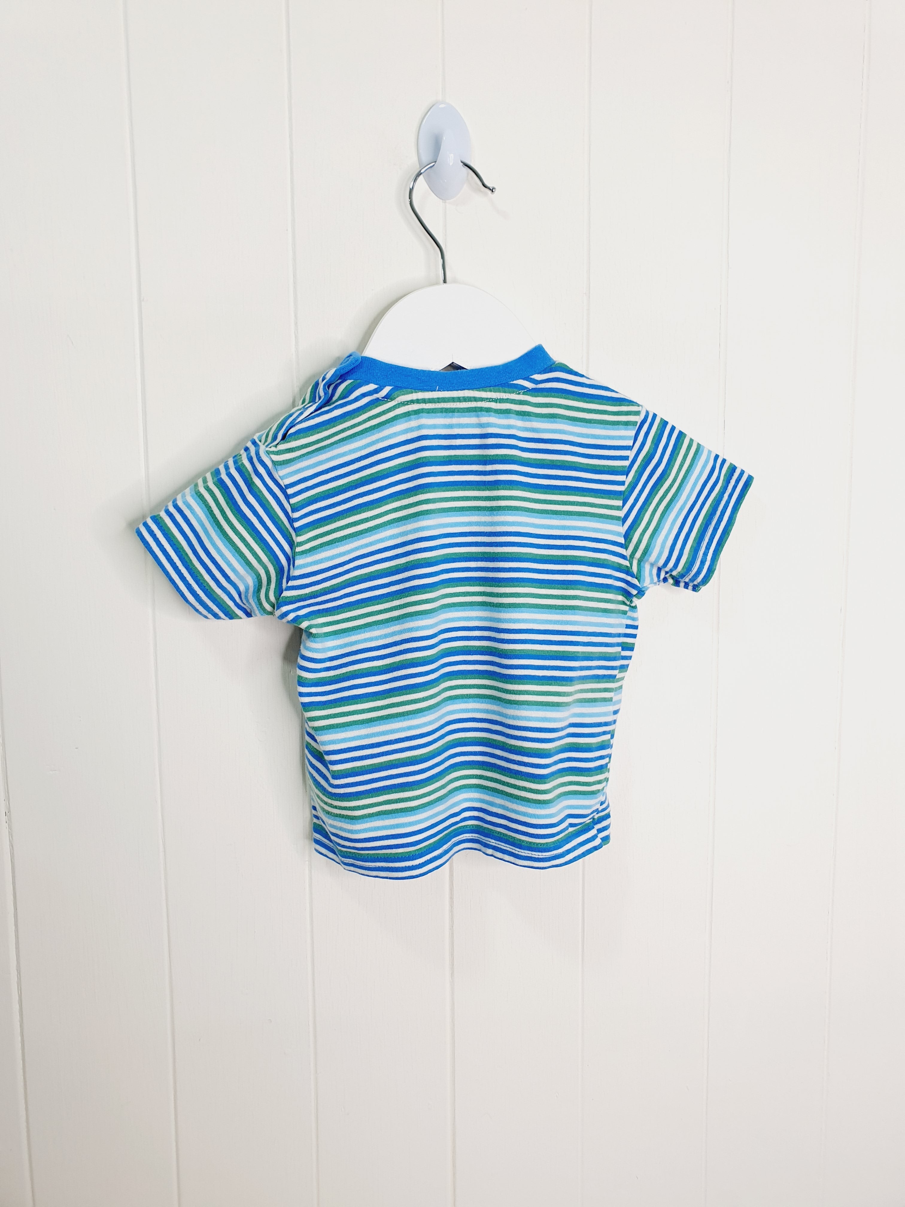 TU multicolour stripy dinosaur T-shirt 6-9 months