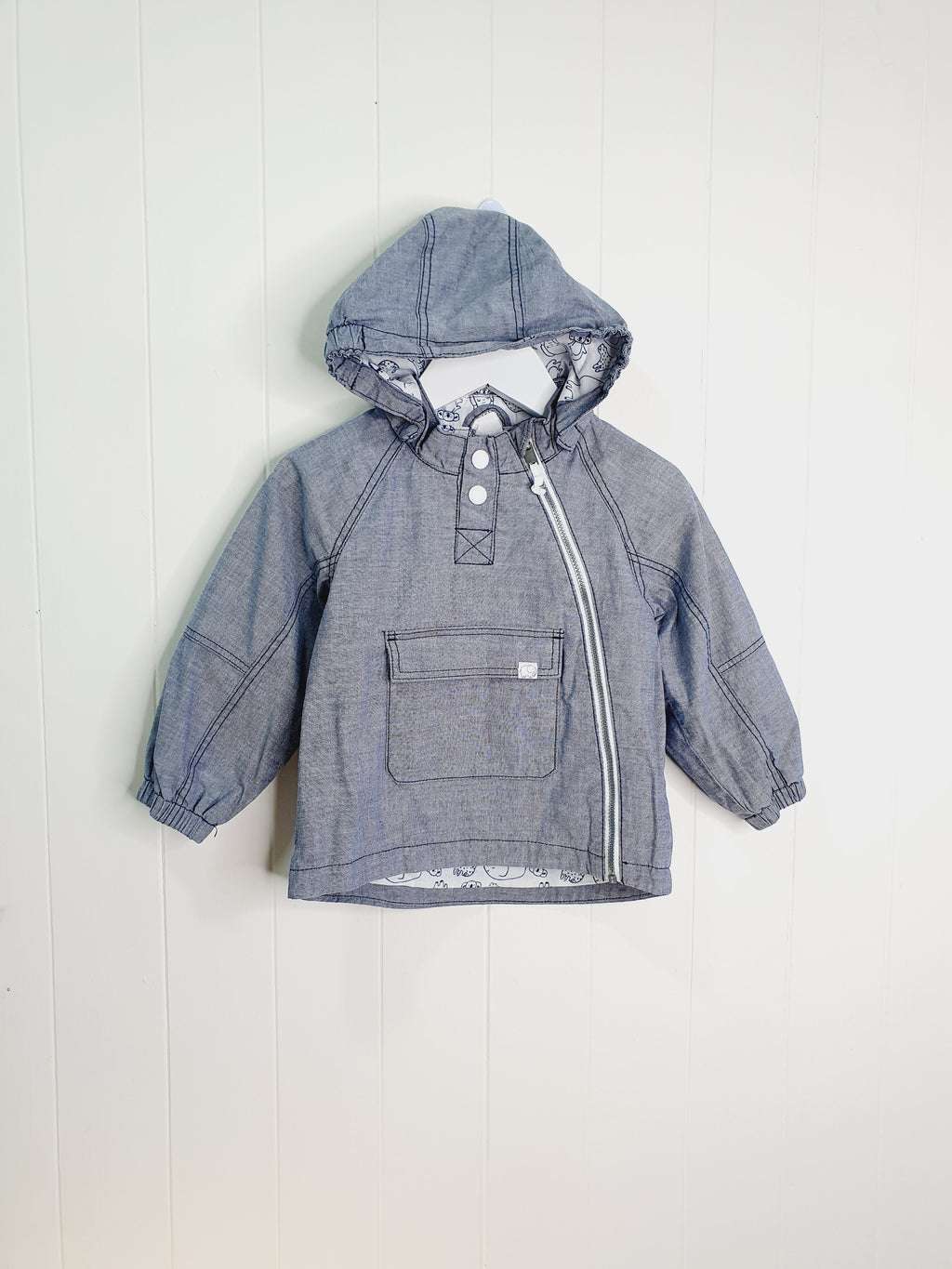 H&M denim look zip up lightweight jacket 12-18 months