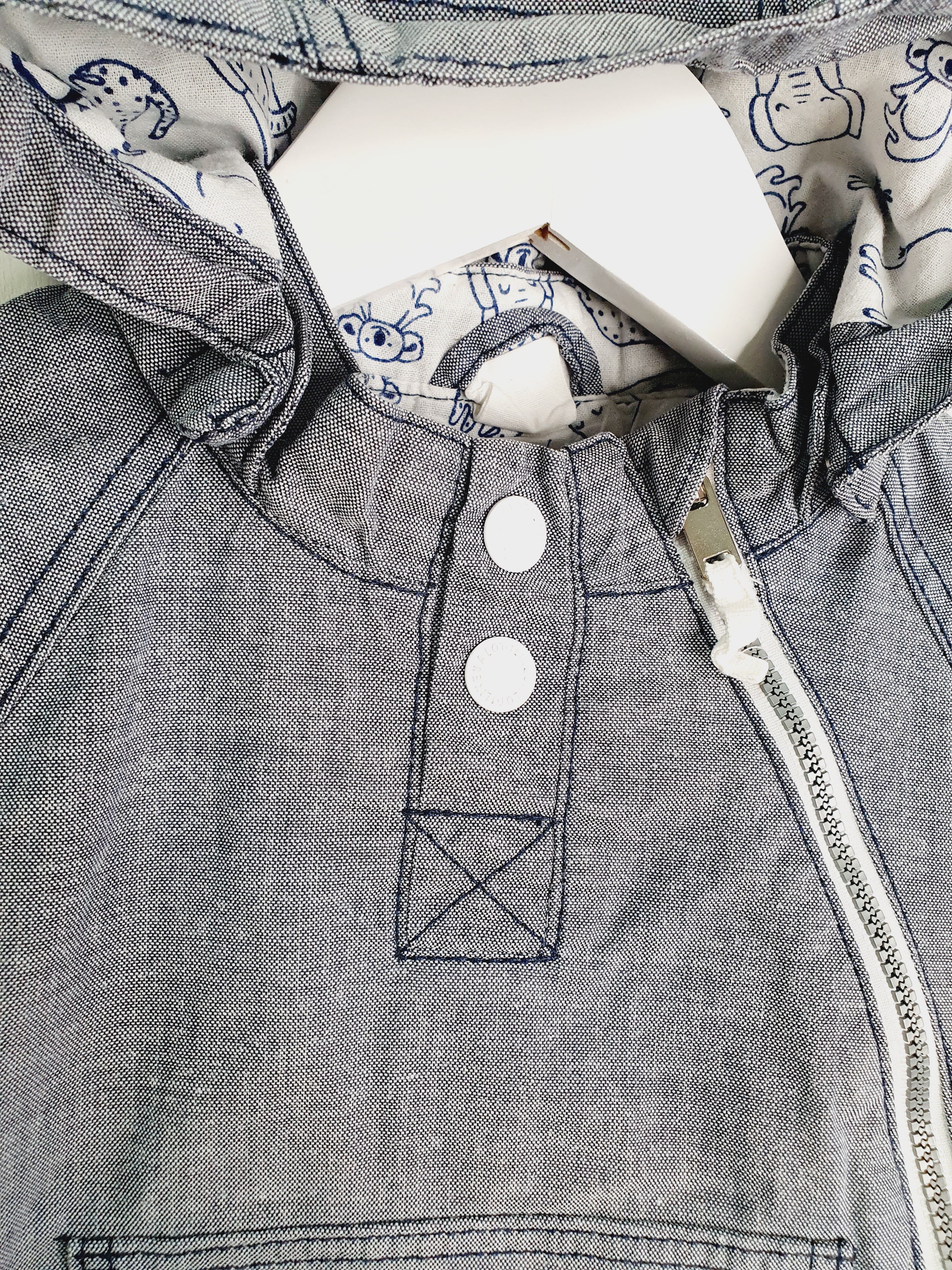 H&M denim look zip up lightweight jacket 12-18 months