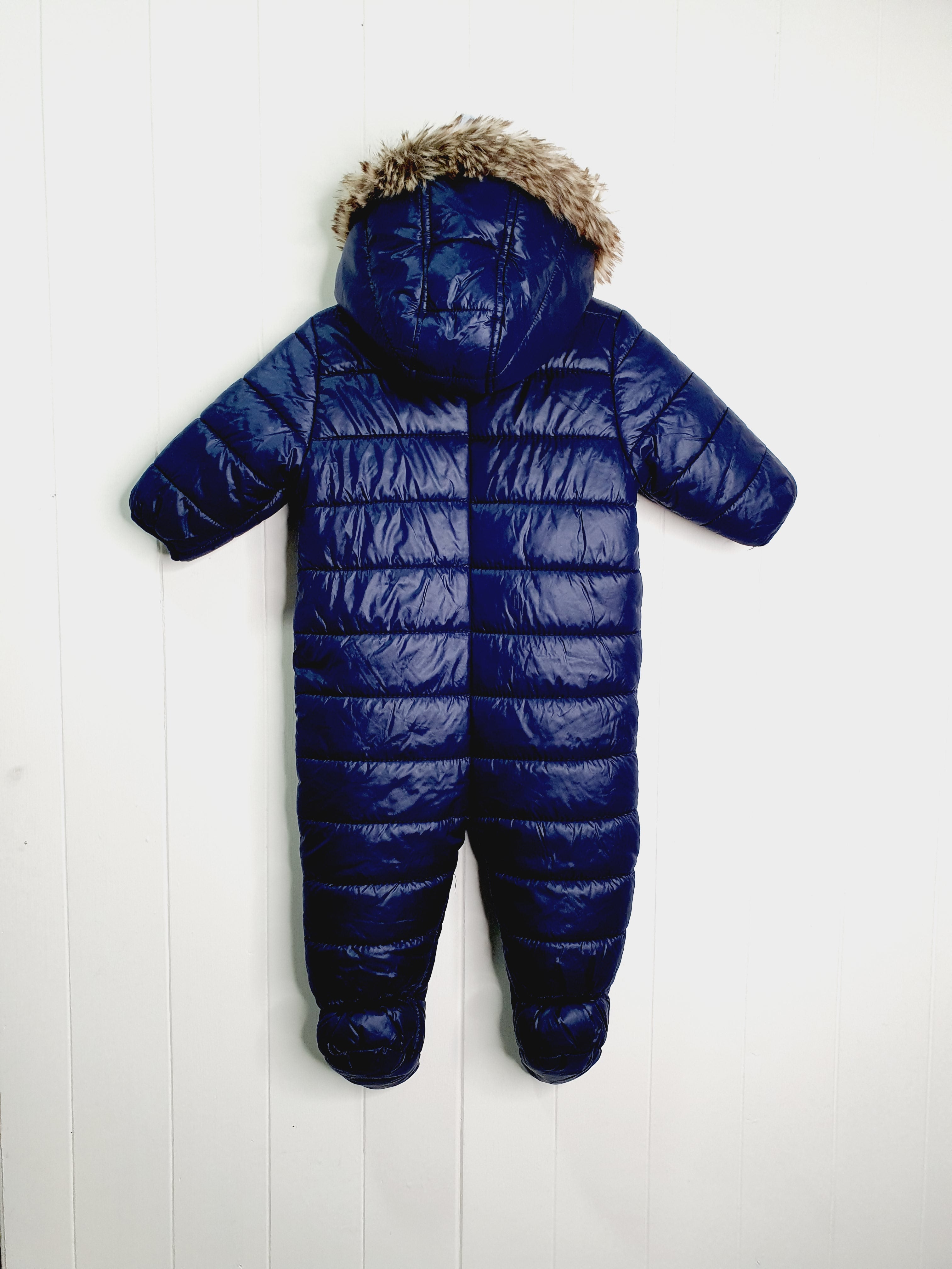 Next navy hooded boys pramsuit 6-9 months