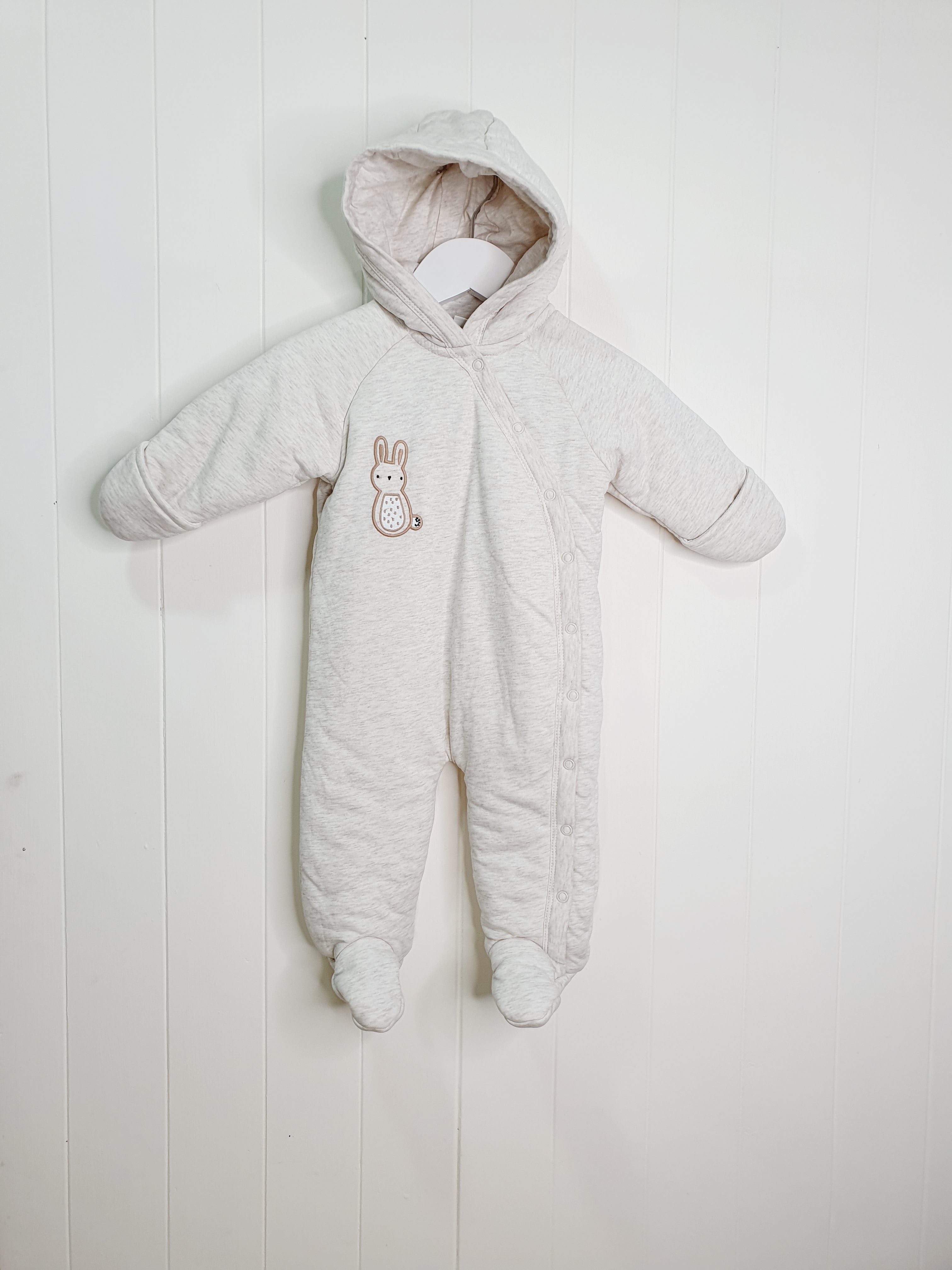 Next boys/girls beige pramsuit up to 3 months