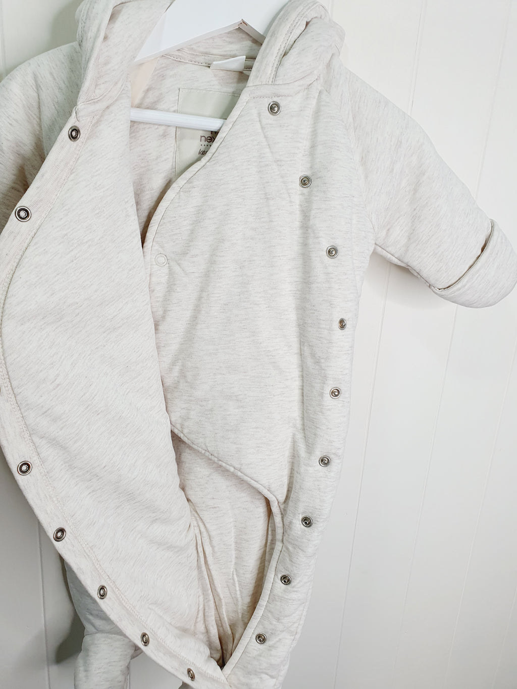Next boys/girls beige pramsuit up to 3 months