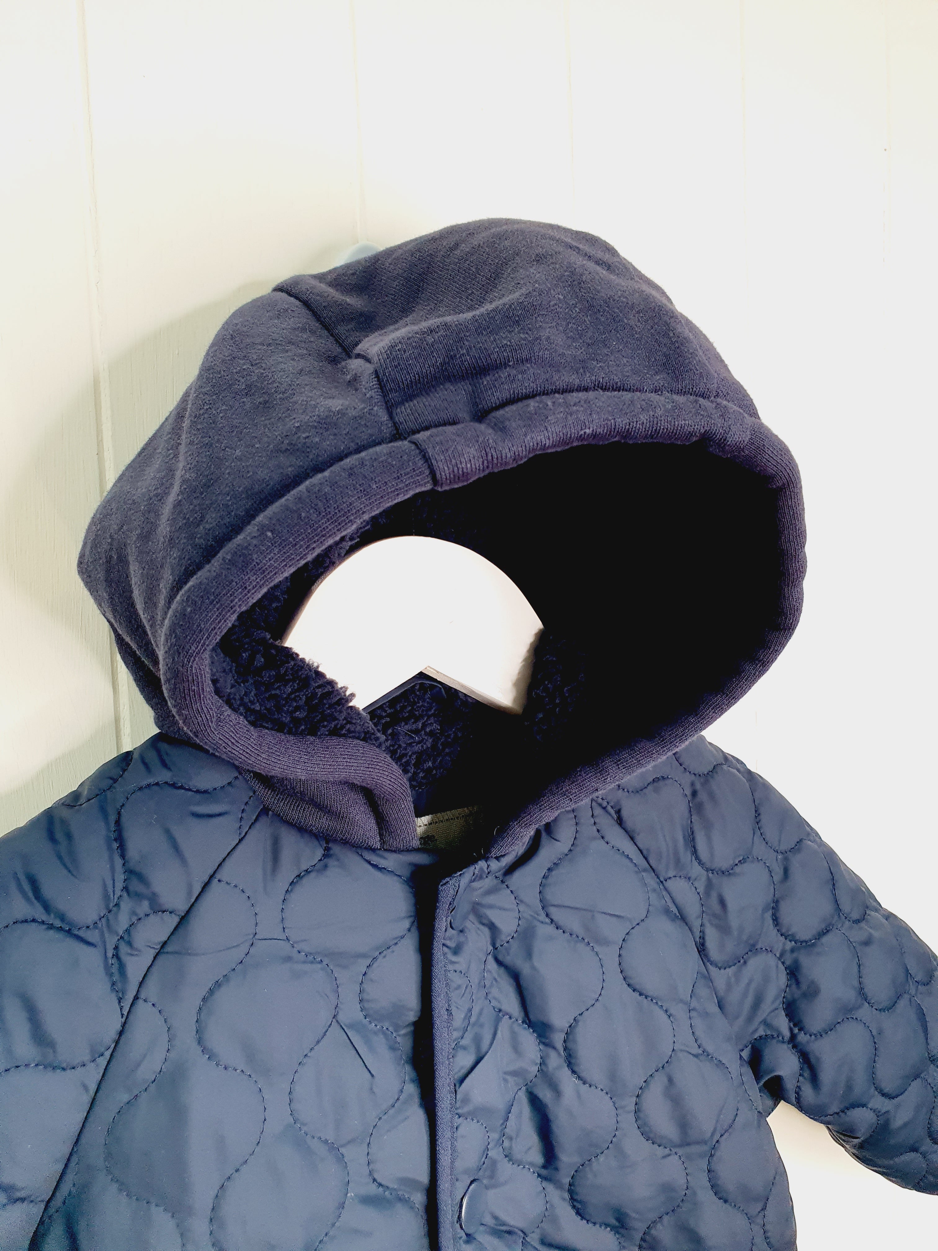 George quilted navy hooded jacket 9-12 months