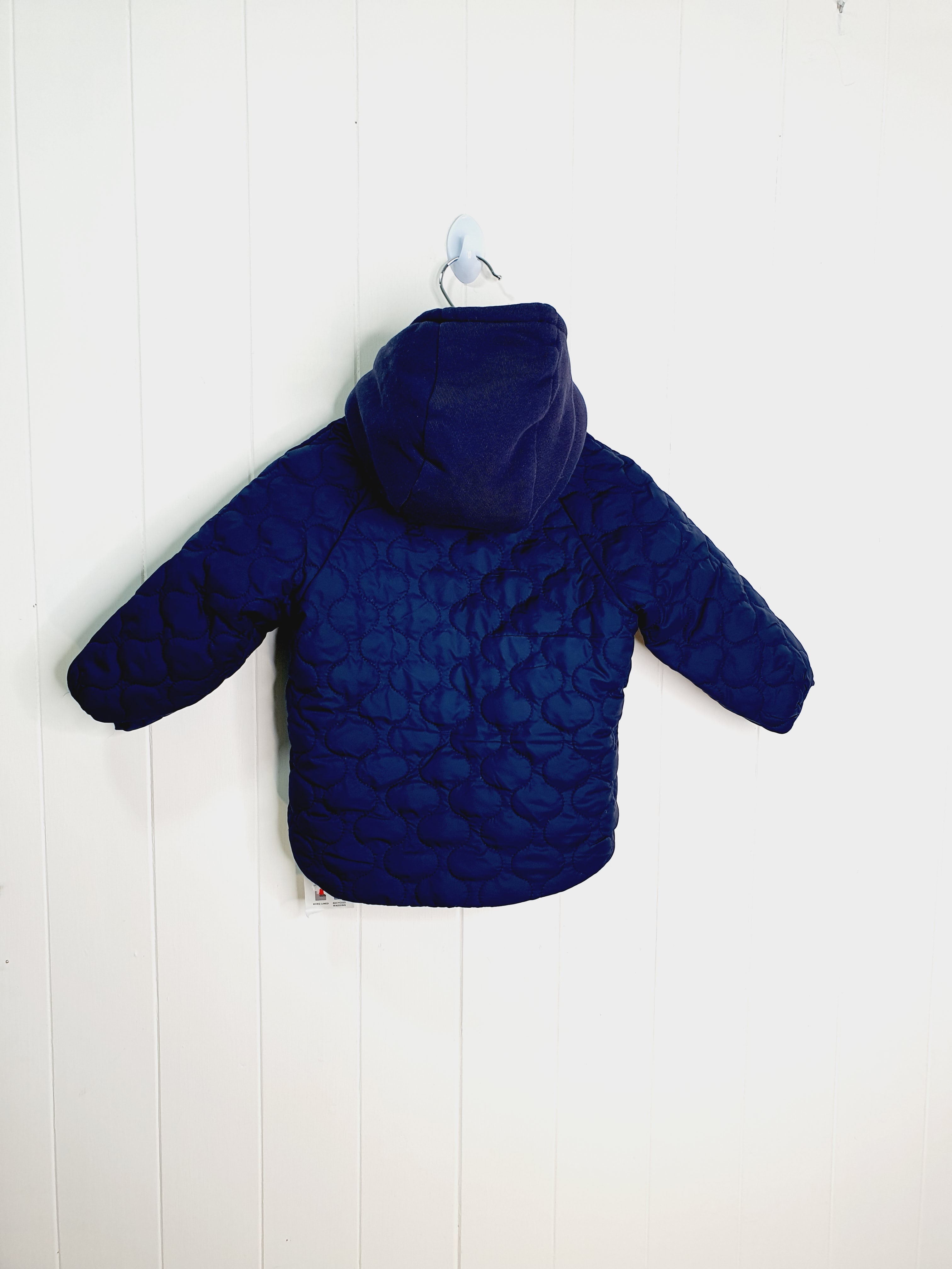 George quilted navy hooded jacket 9-12 months
