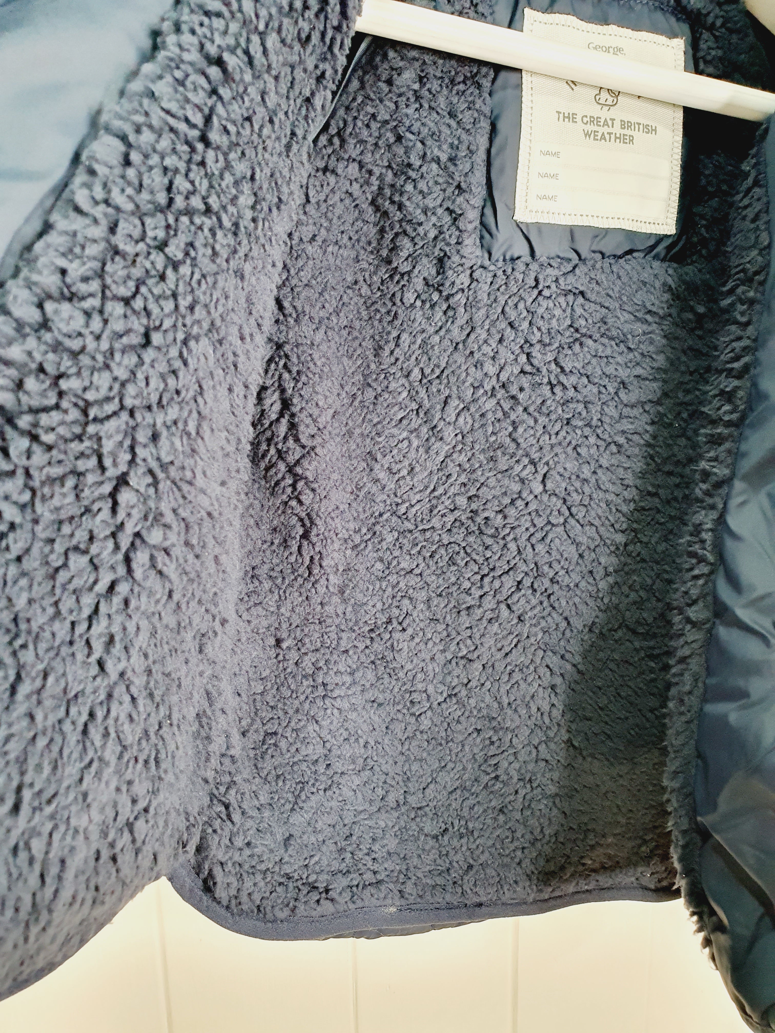 George quilted navy hooded jacket 9-12 months