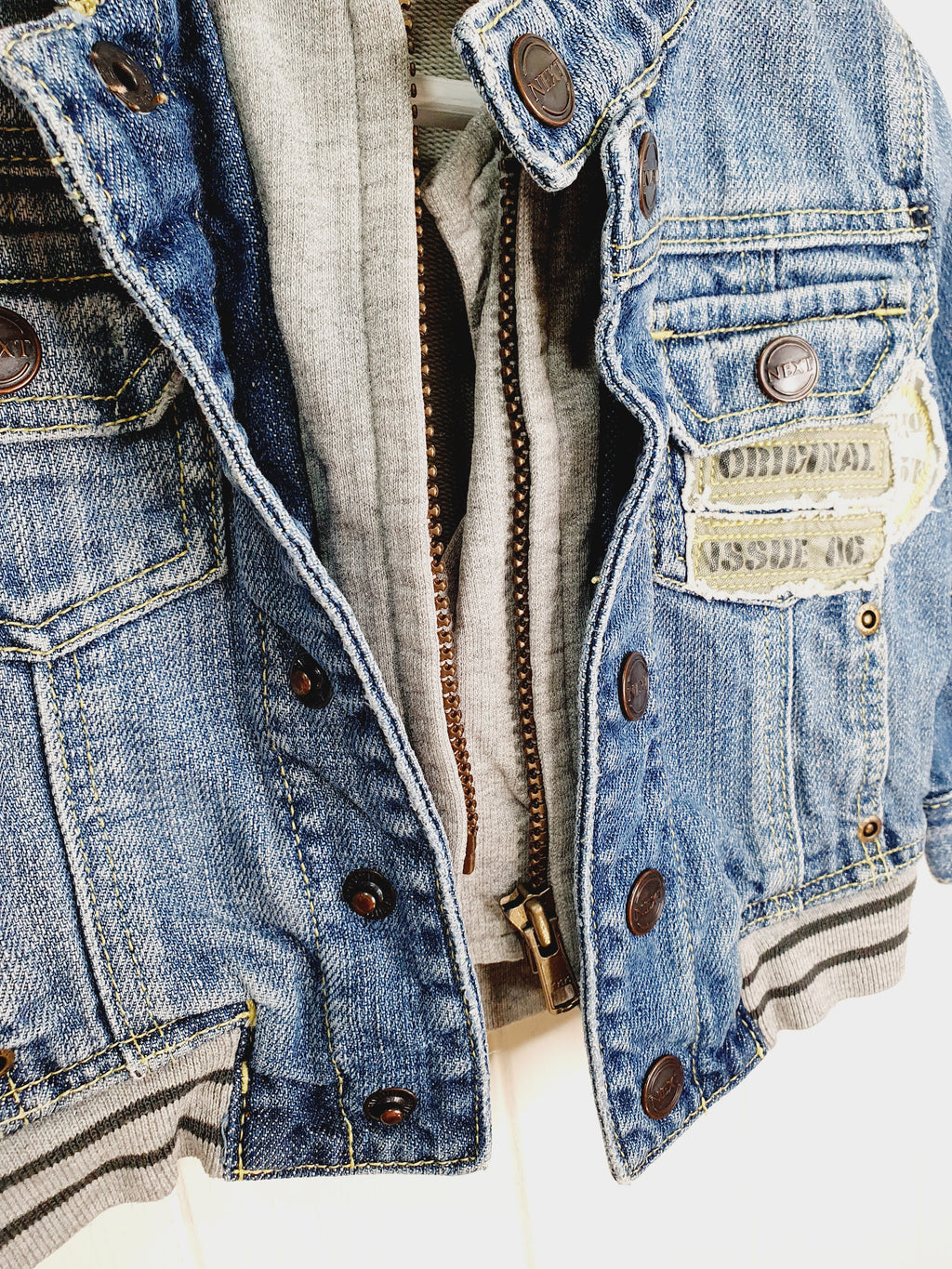 Next denim hooded jacket 3-6 months
