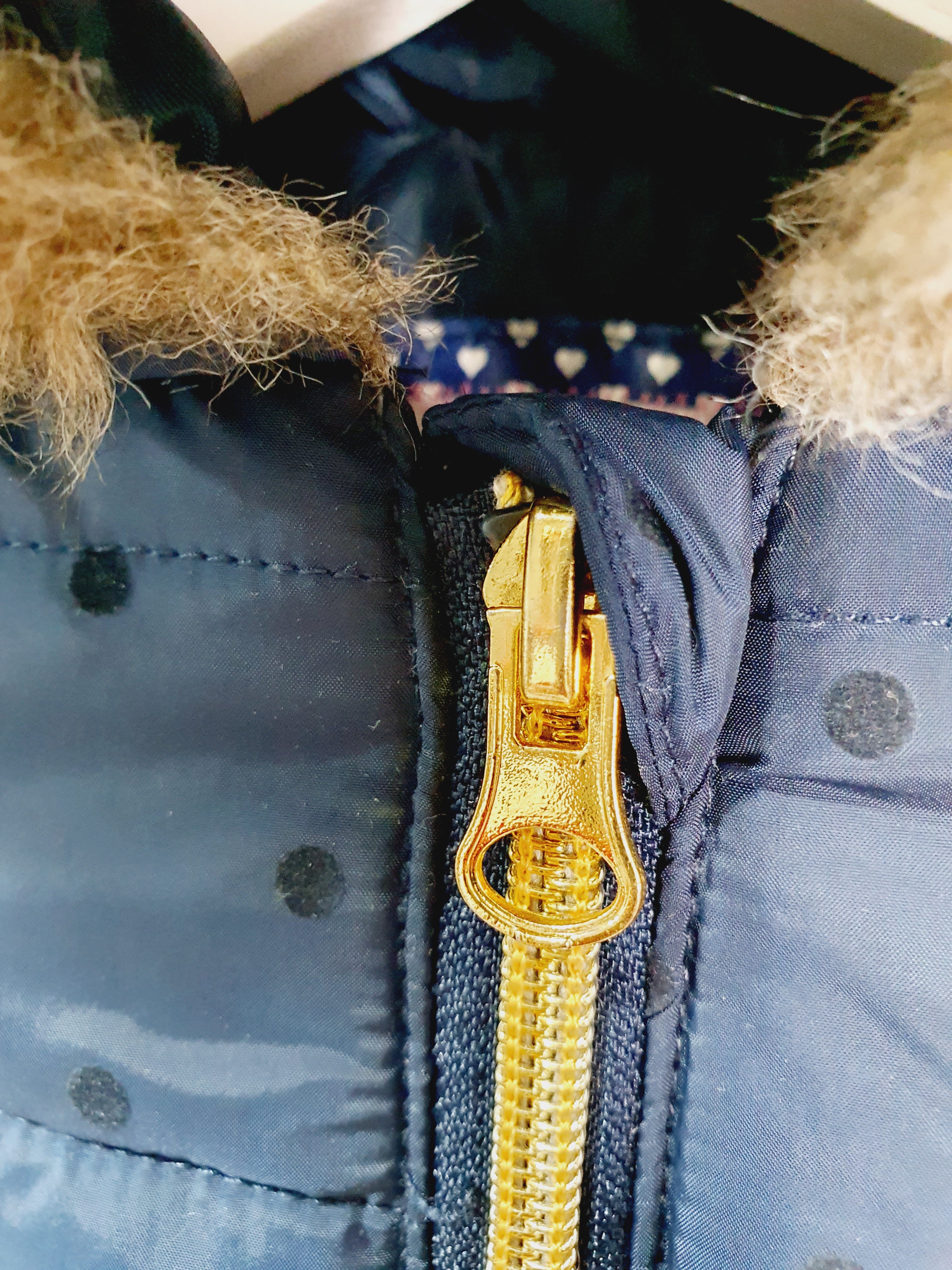 F&F girls navy polkadot coat 3-6 months